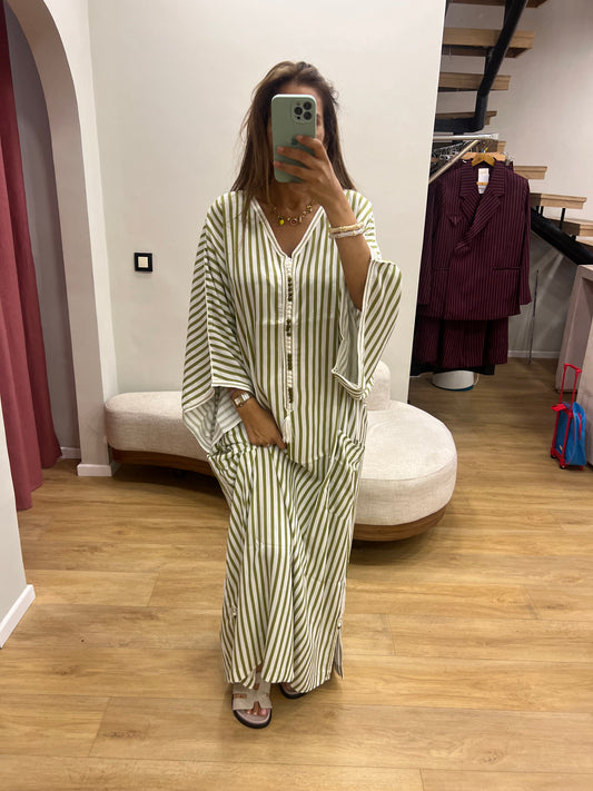 Gandoura Summer souk vert pistache lin coton