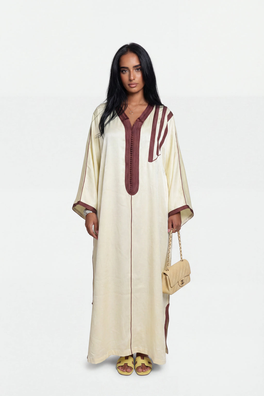 Gandoura Épaulette Crème & Chocolat