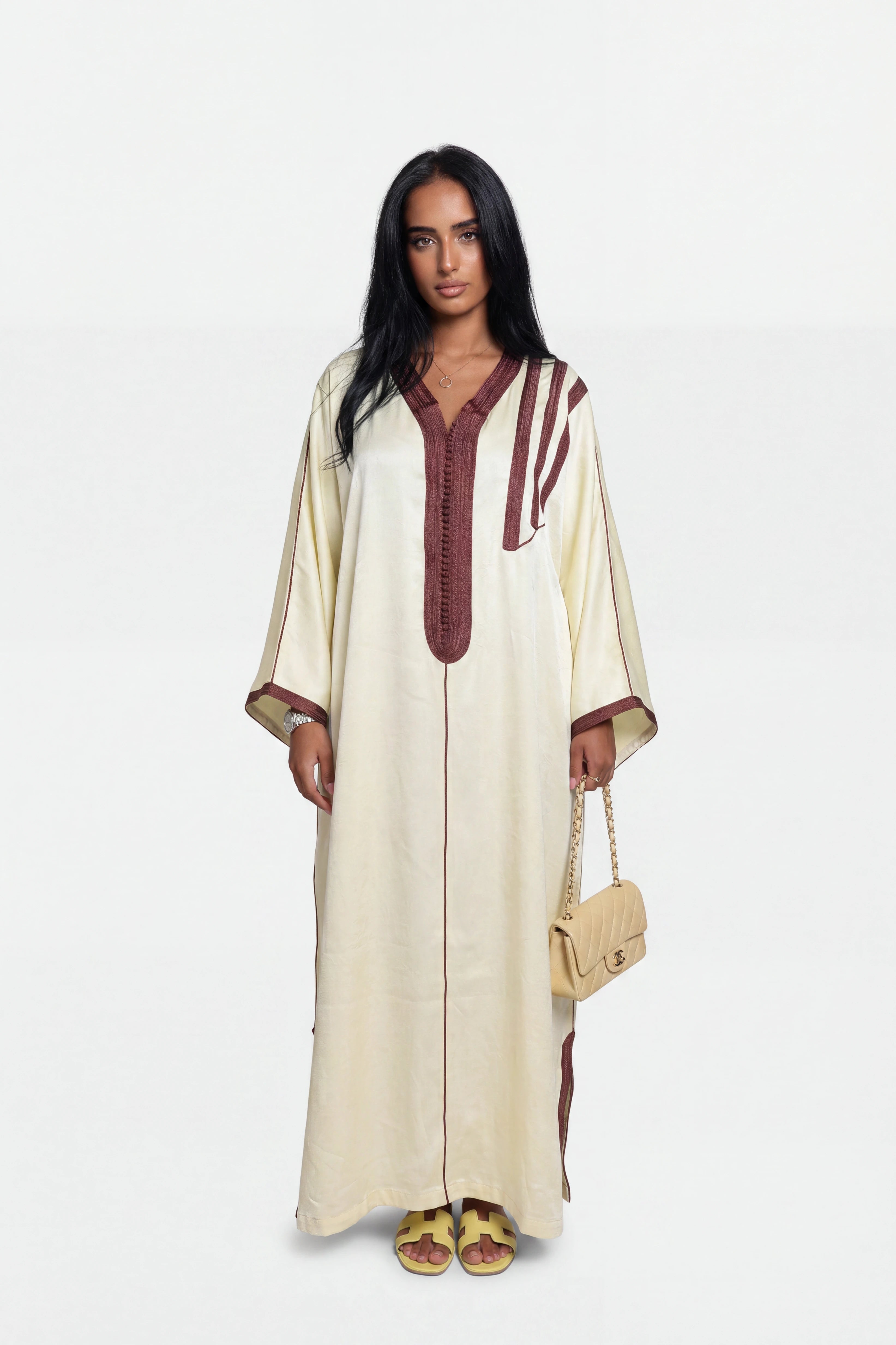 Gandoura Épaulette Crème & Chocolat