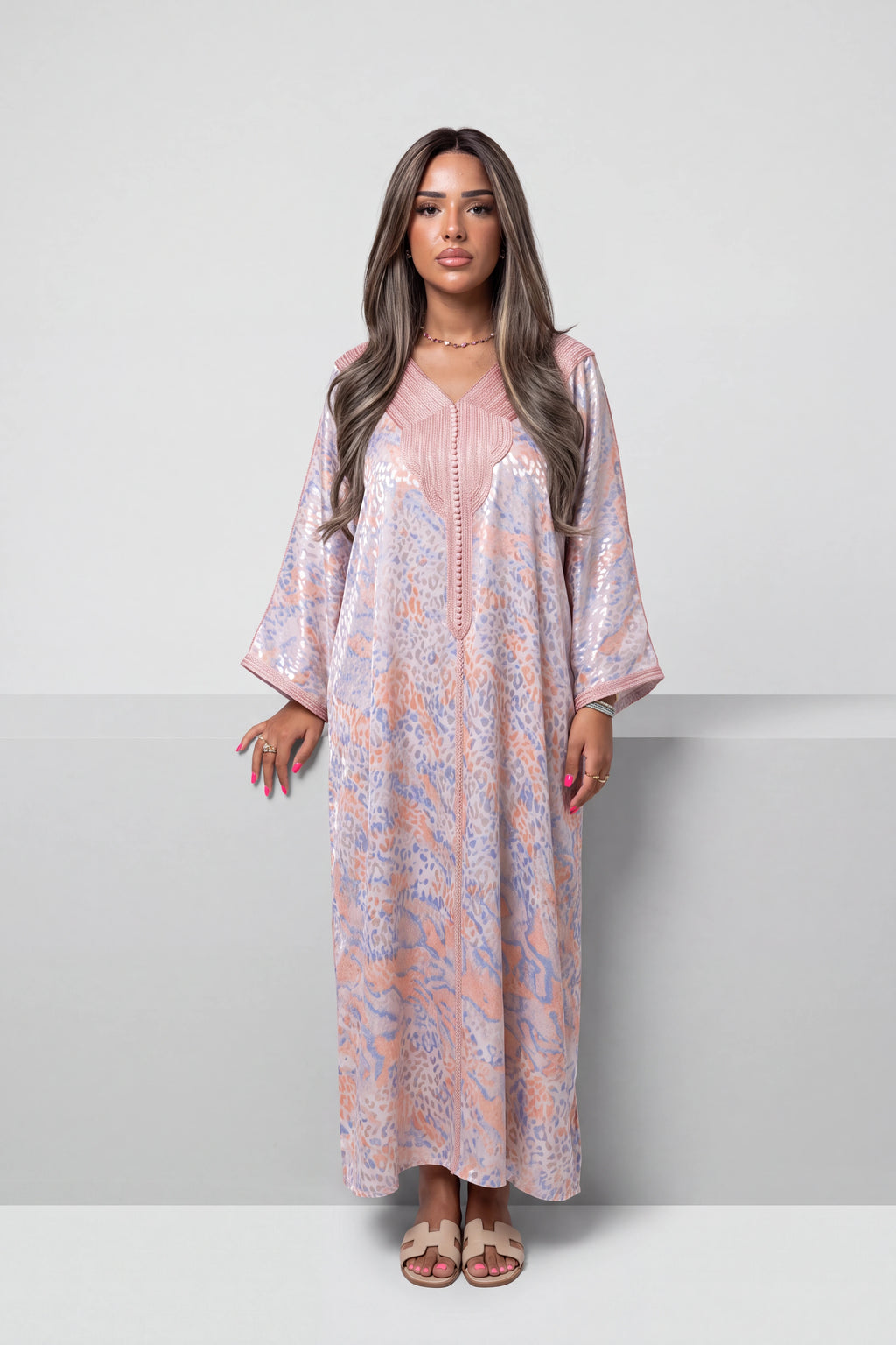 Gandoura Léopard Satinée Rose Nude