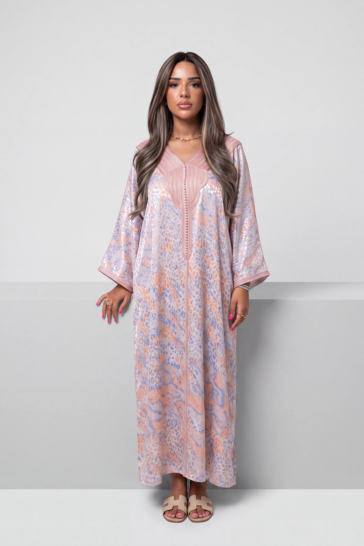 Gandoura Léopard Satinée Rose Nude