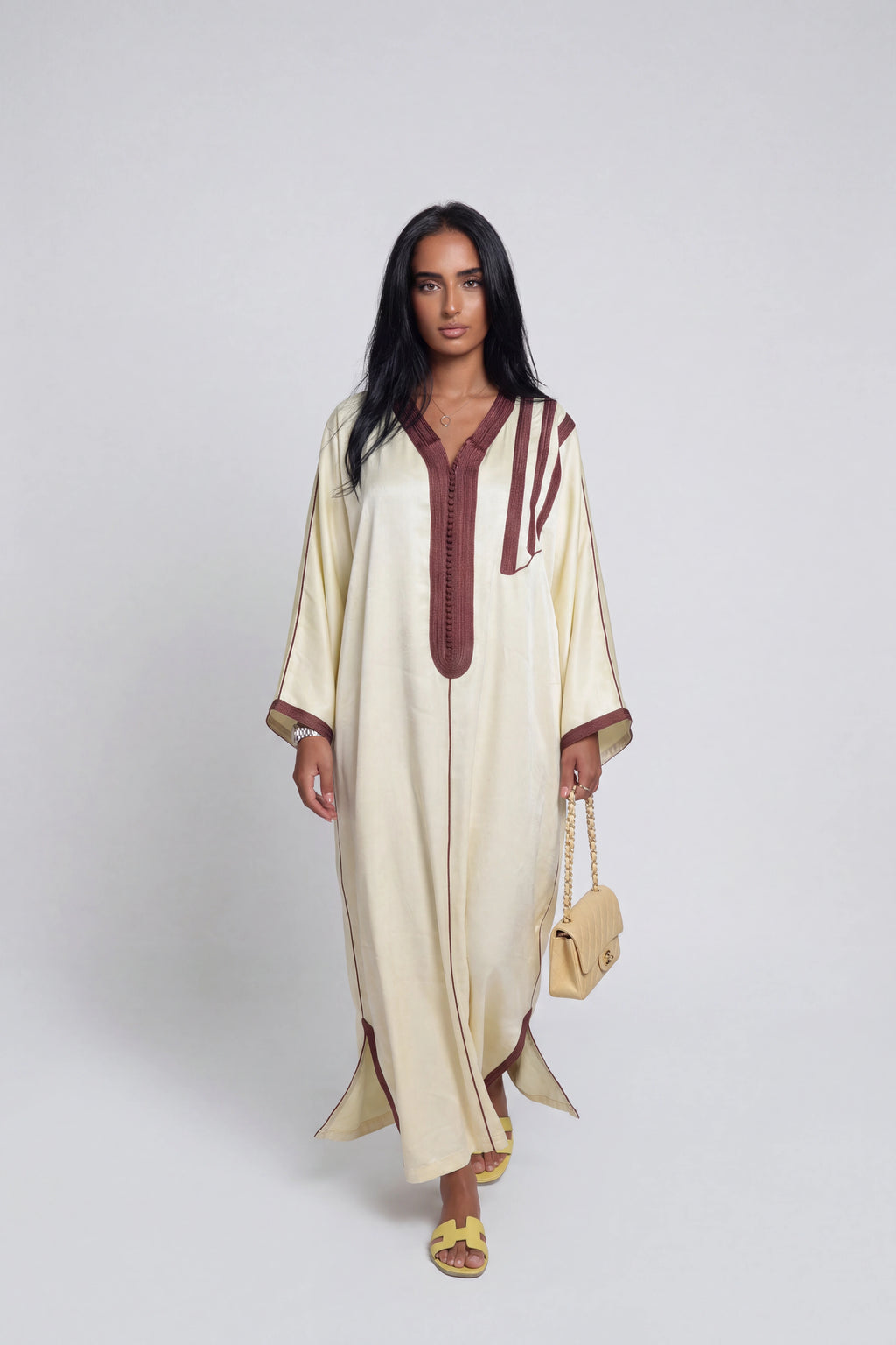 Gandoura Épaulette Crème & Chocolat