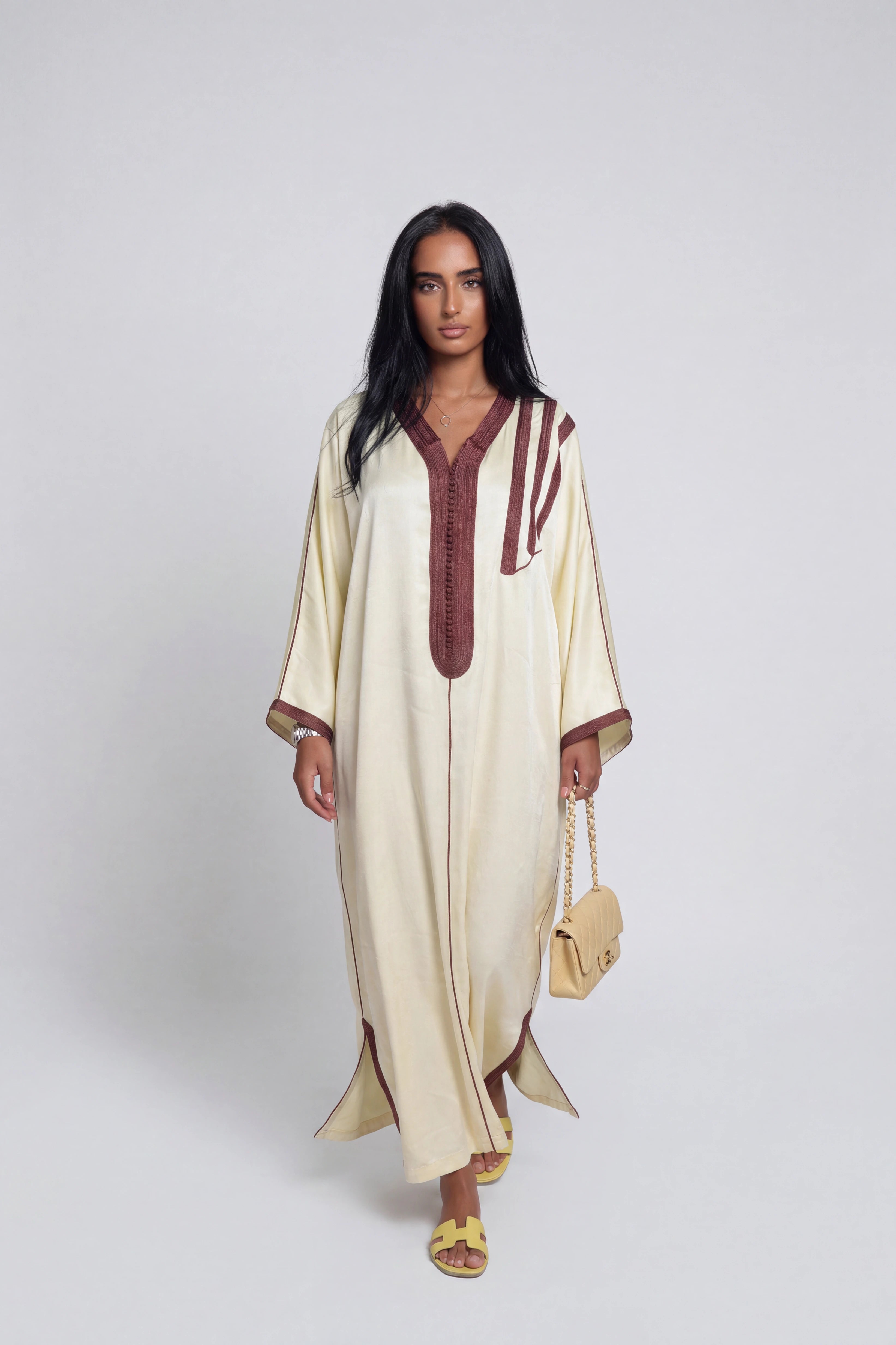 Gandoura Épaulette Crème & Chocolat