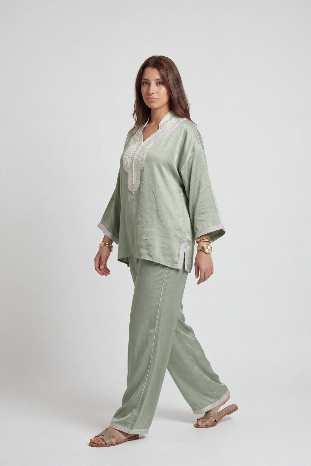Jabador Satin Signature Vert Sauge & Ivoire