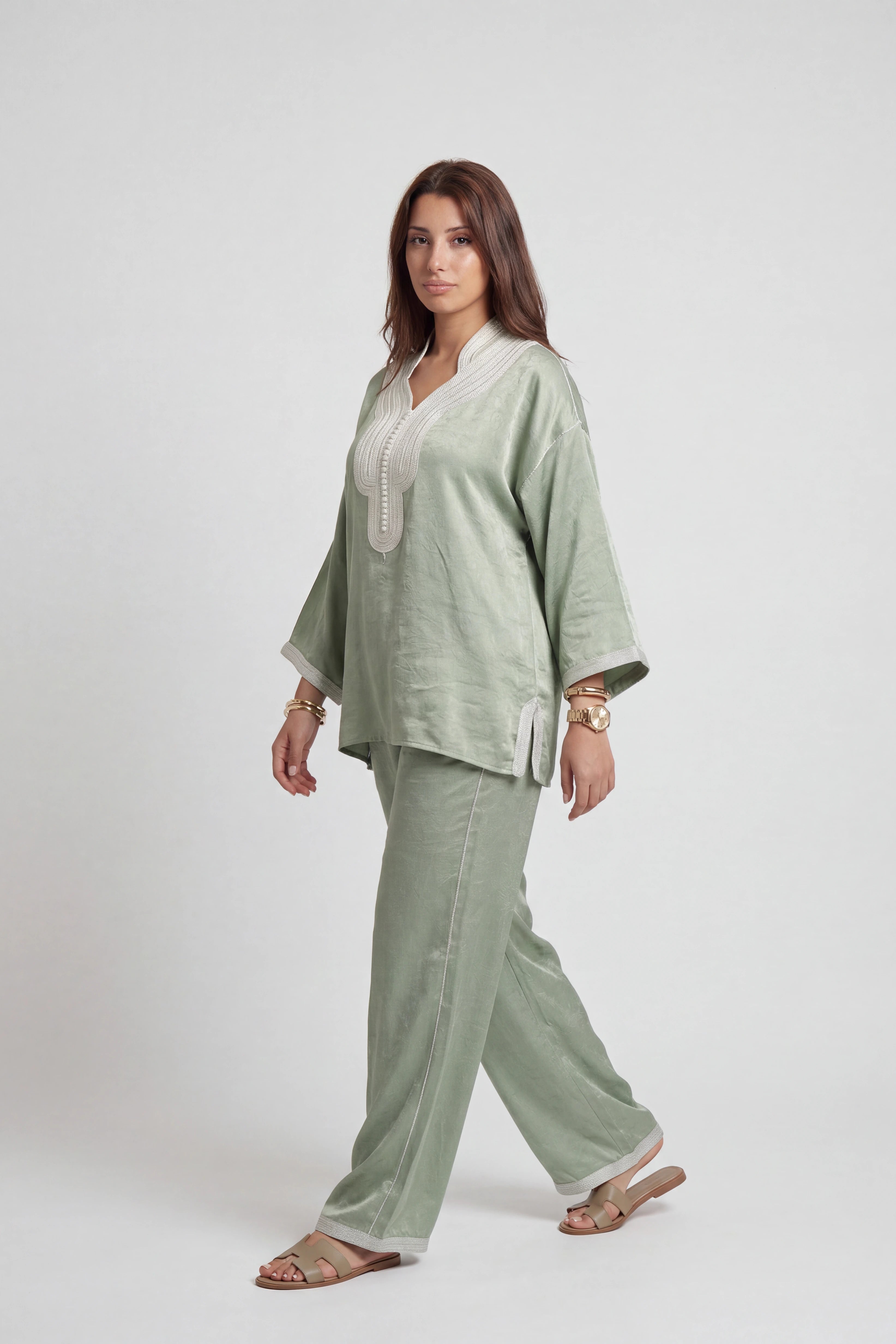 Jabador Satin Signature Vert Sauge & Ivoire