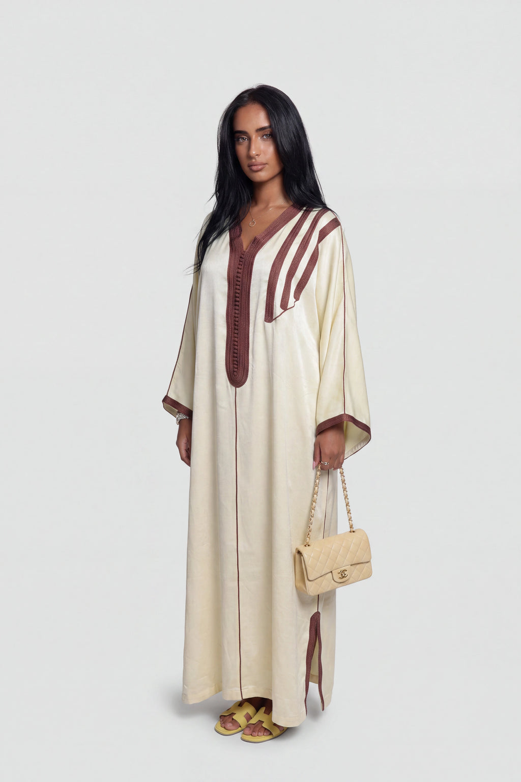 Gandoura Épaulette Crème & Chocolat