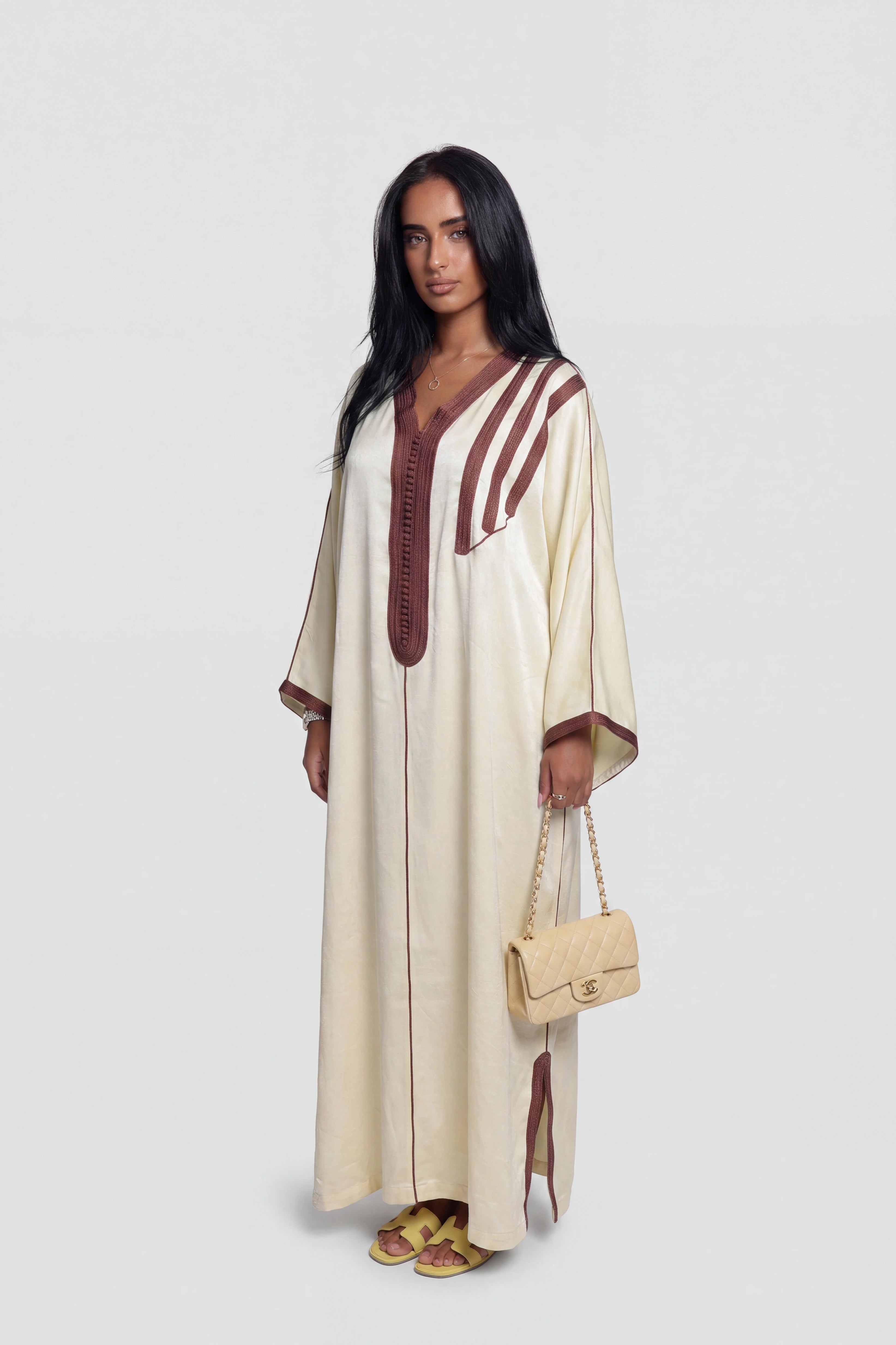 Gandoura Épaulette Crème & Chocolat