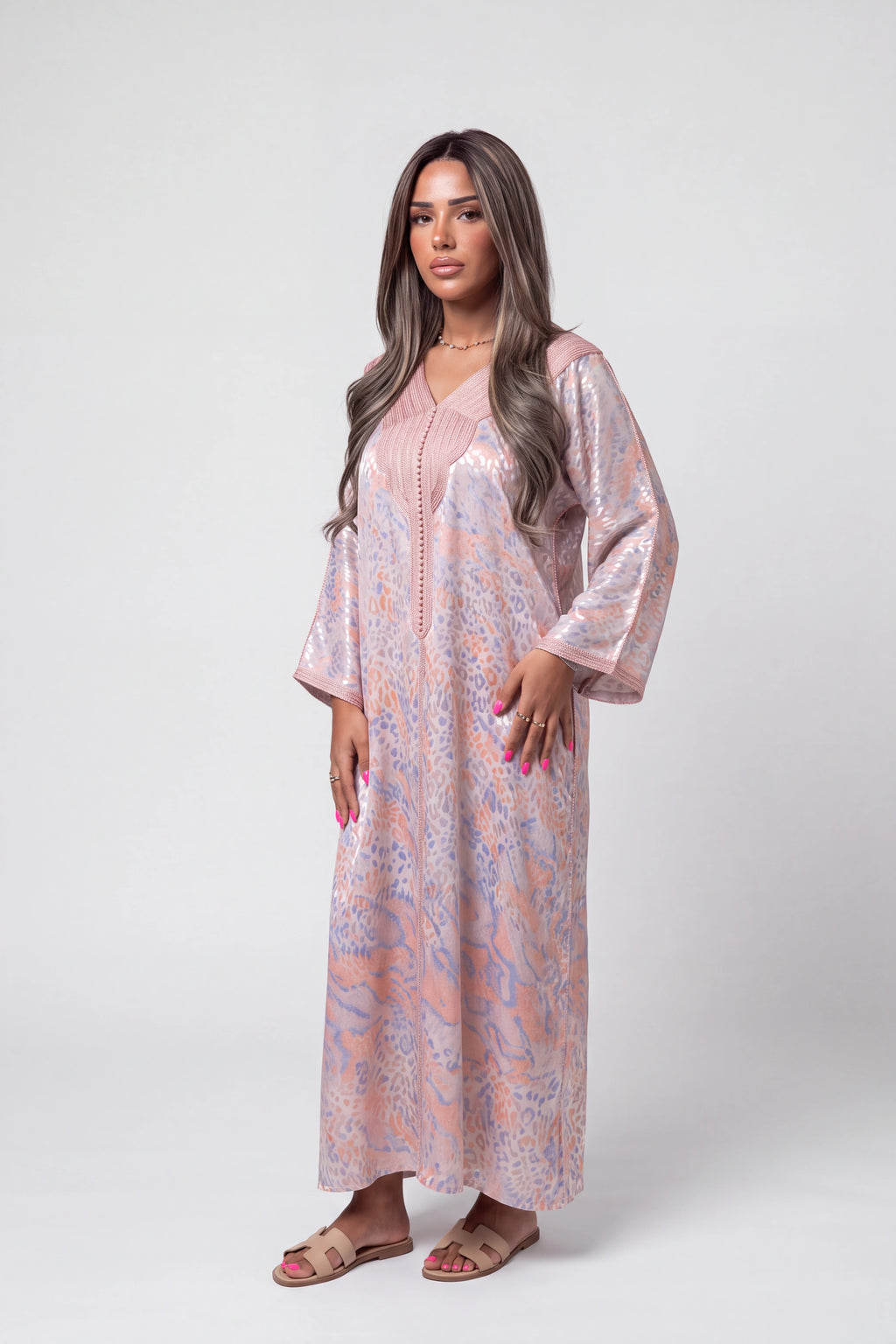 Gandoura Léopard Satinée Rose Nude