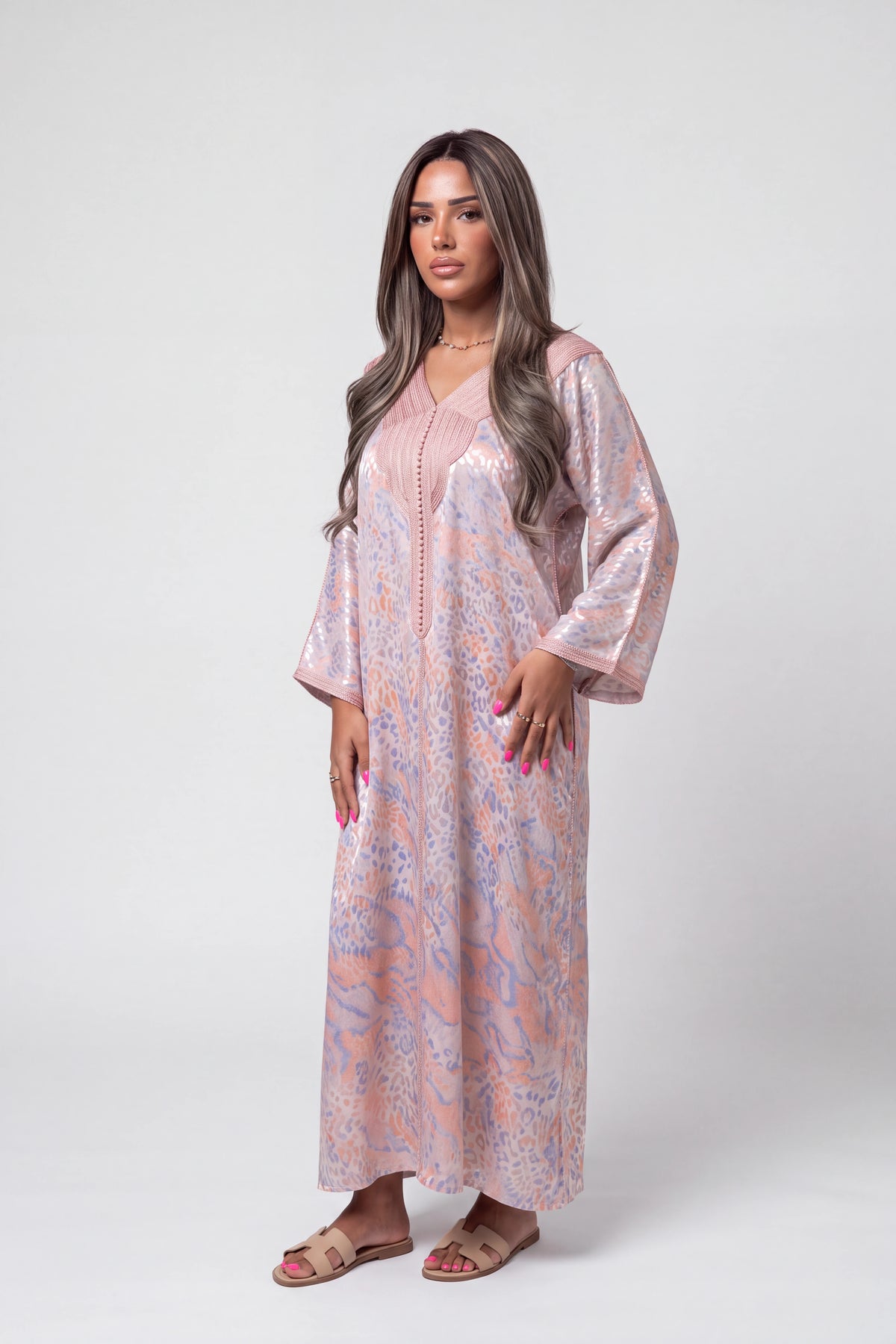Gandoura Léopard Satinée Rose Nude