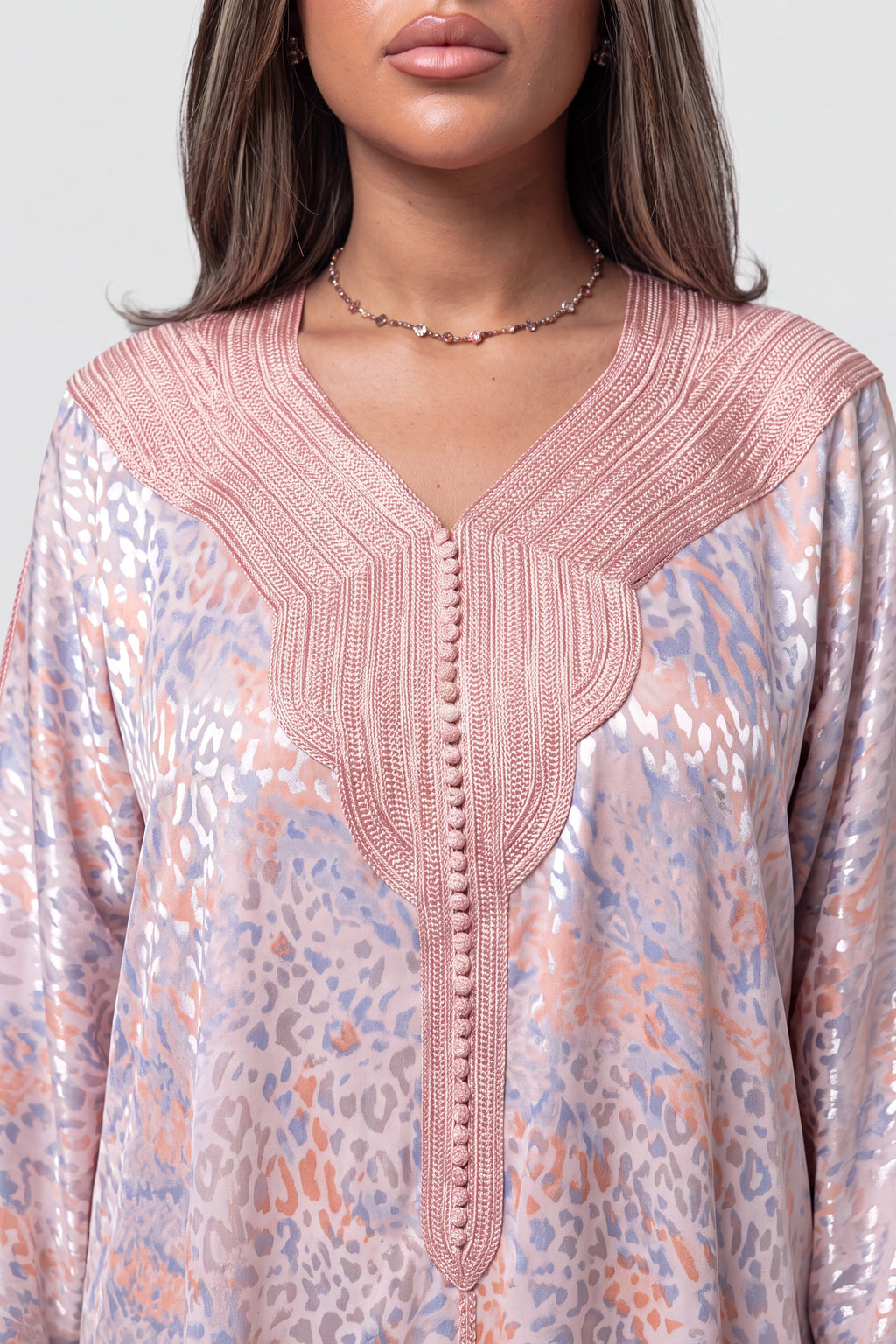 Gandoura Léopard Satinée Rose Nude
