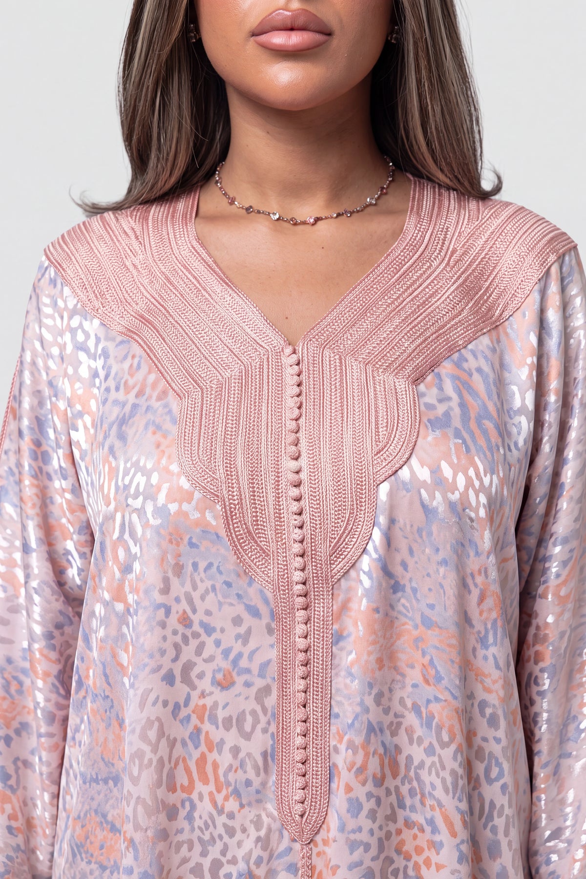 Gandoura Léopard Satinée Rose Nude
