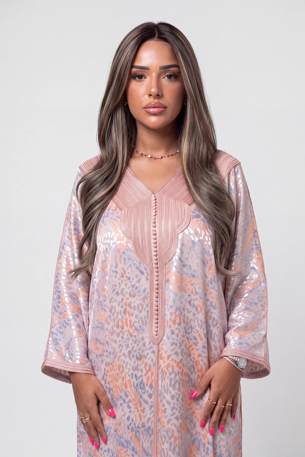 Gandoura Léopard Satinée Rose Nude