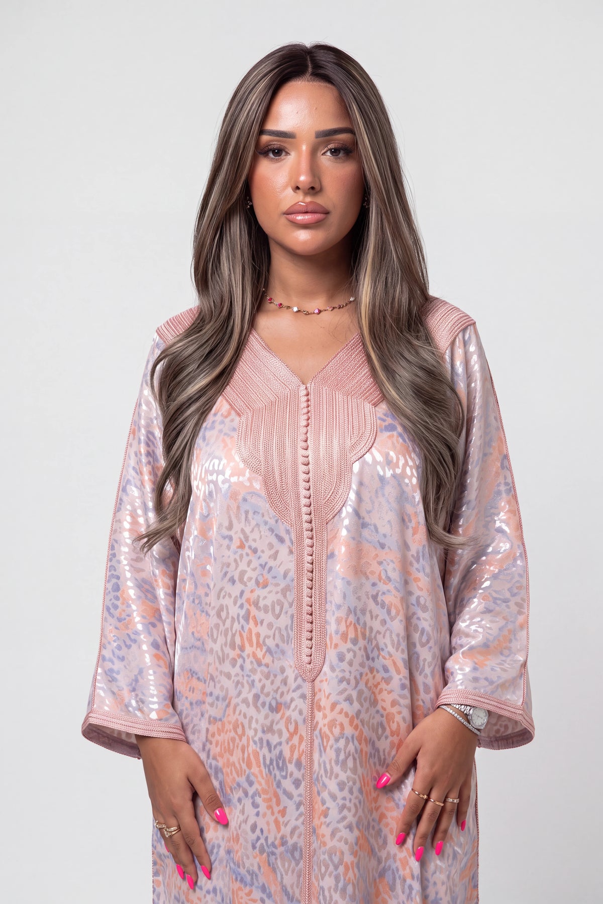 Gandoura Léopard Satinée Rose Nude