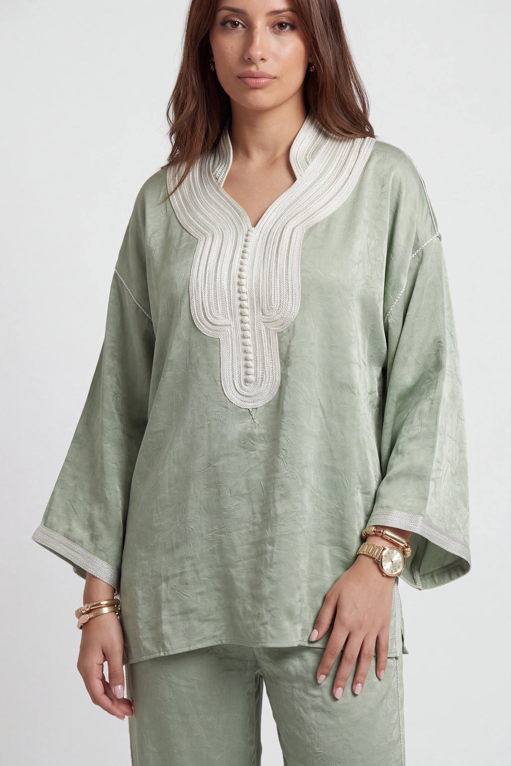 Jabador Satin Signature Vert Sauge & Ivoire
