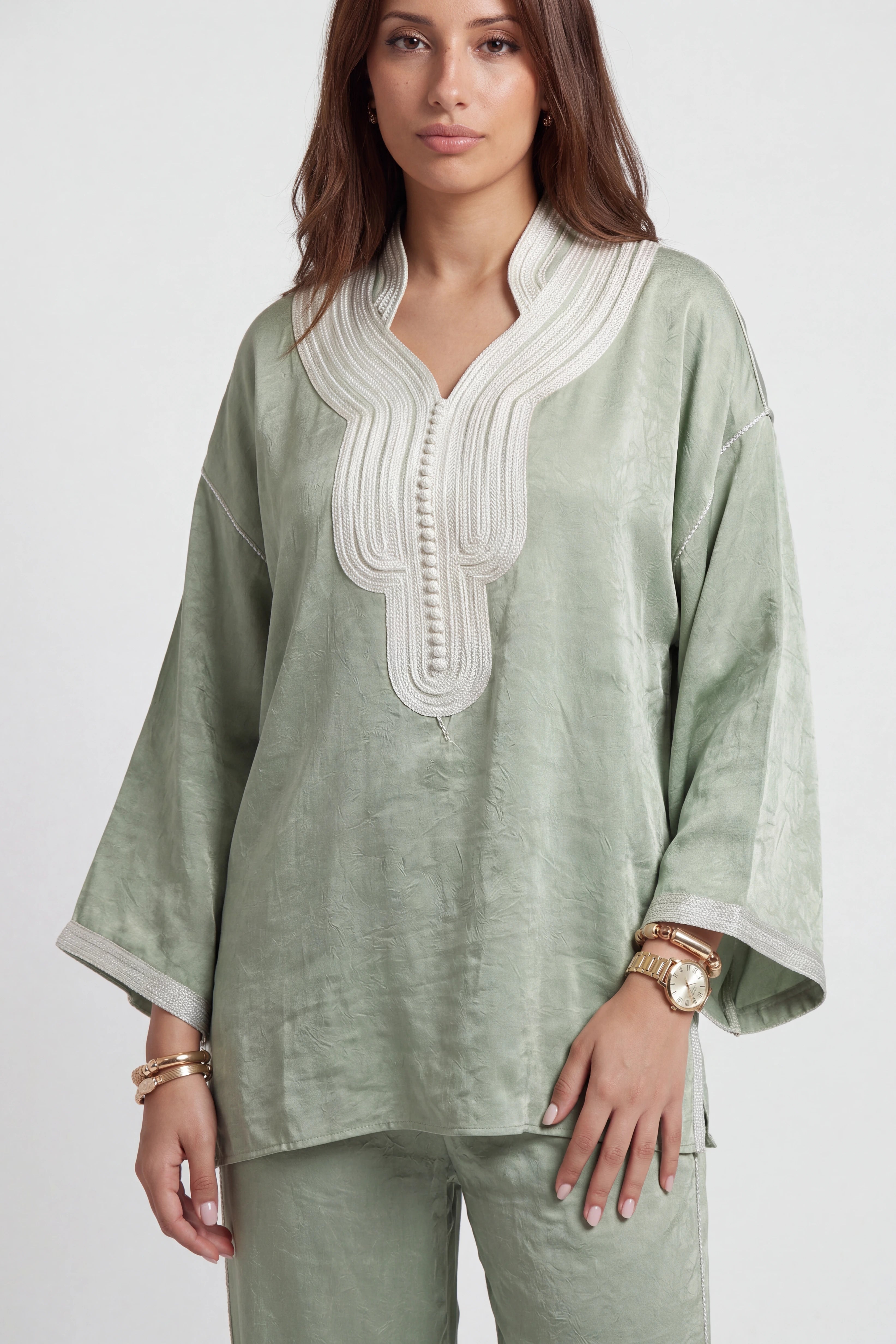 Jabador Satin Signature Vert Sauge & Ivoire