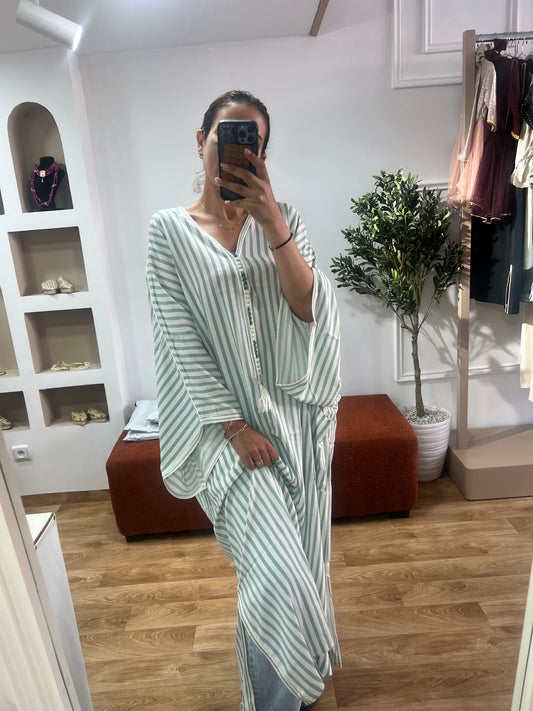 Gandoura Summer souk coton lin vert d’eau