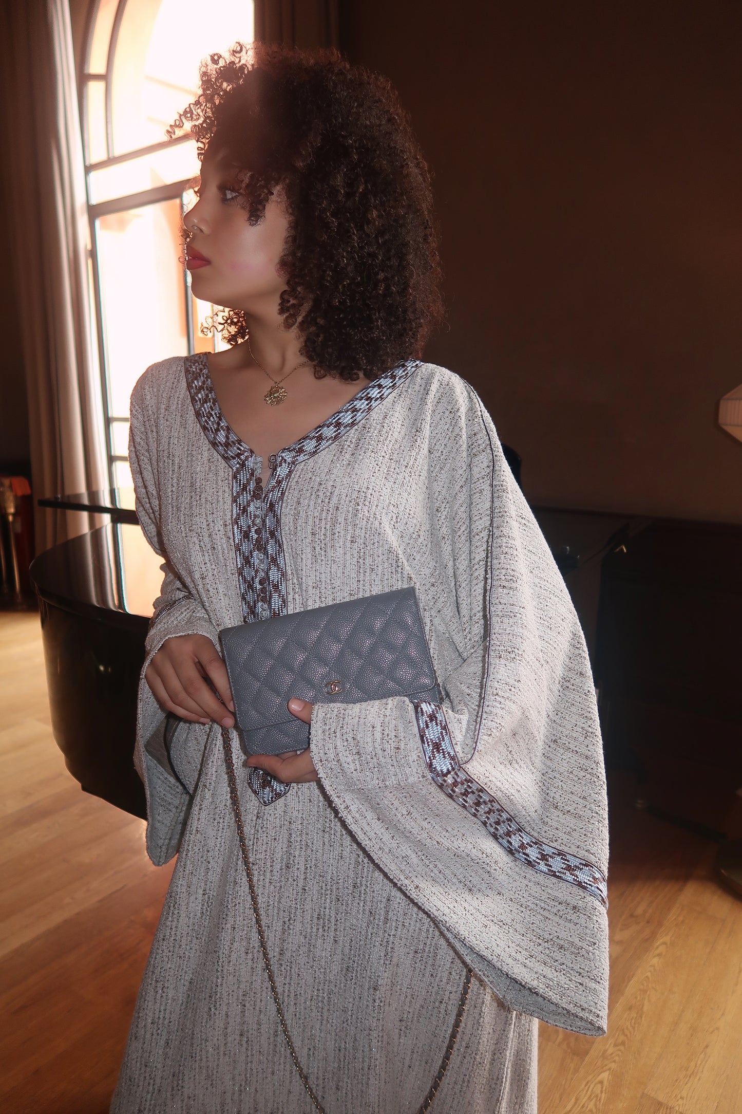 Gandoura tweed bleu