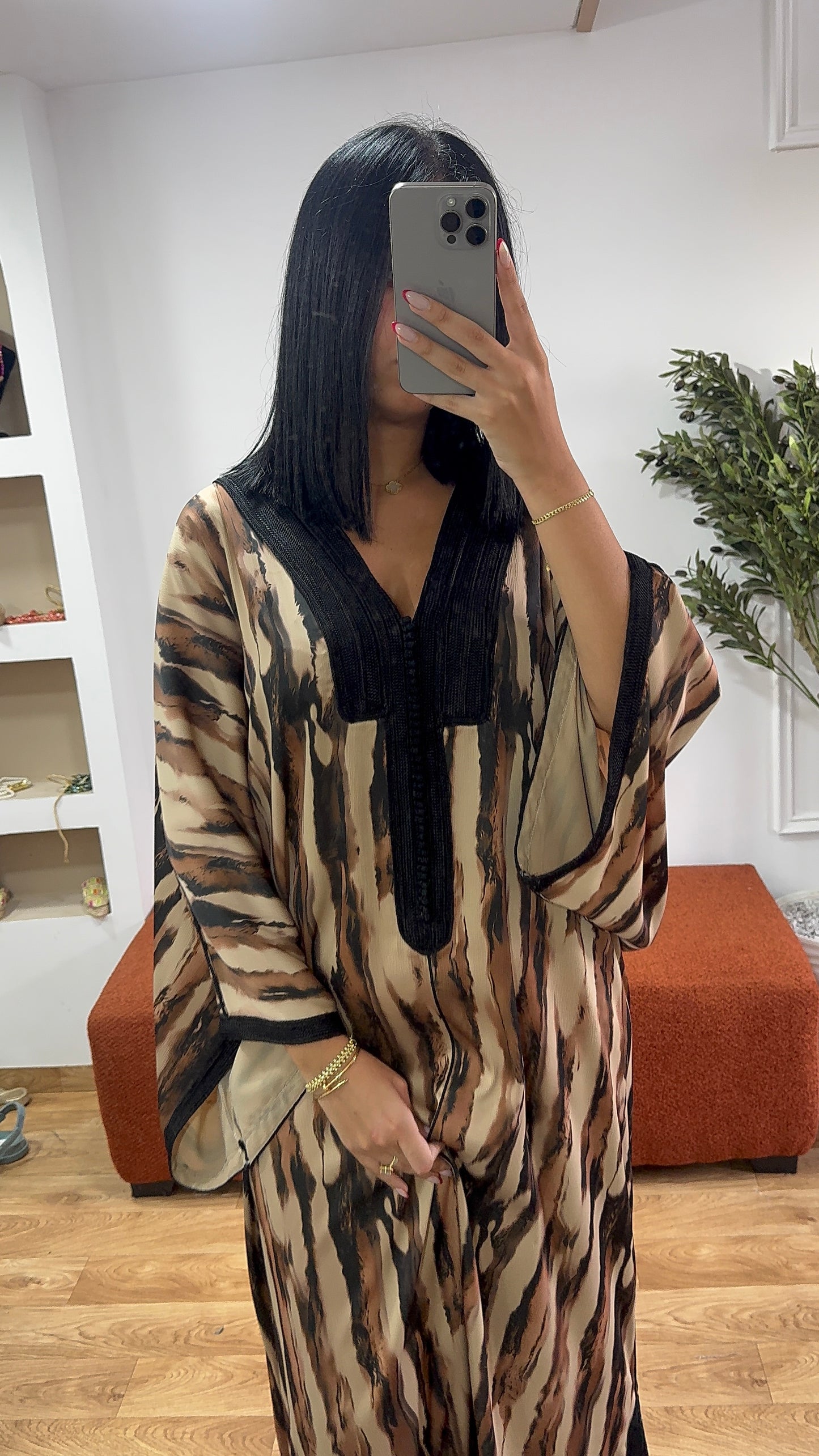 Gandoura zèbre marron
