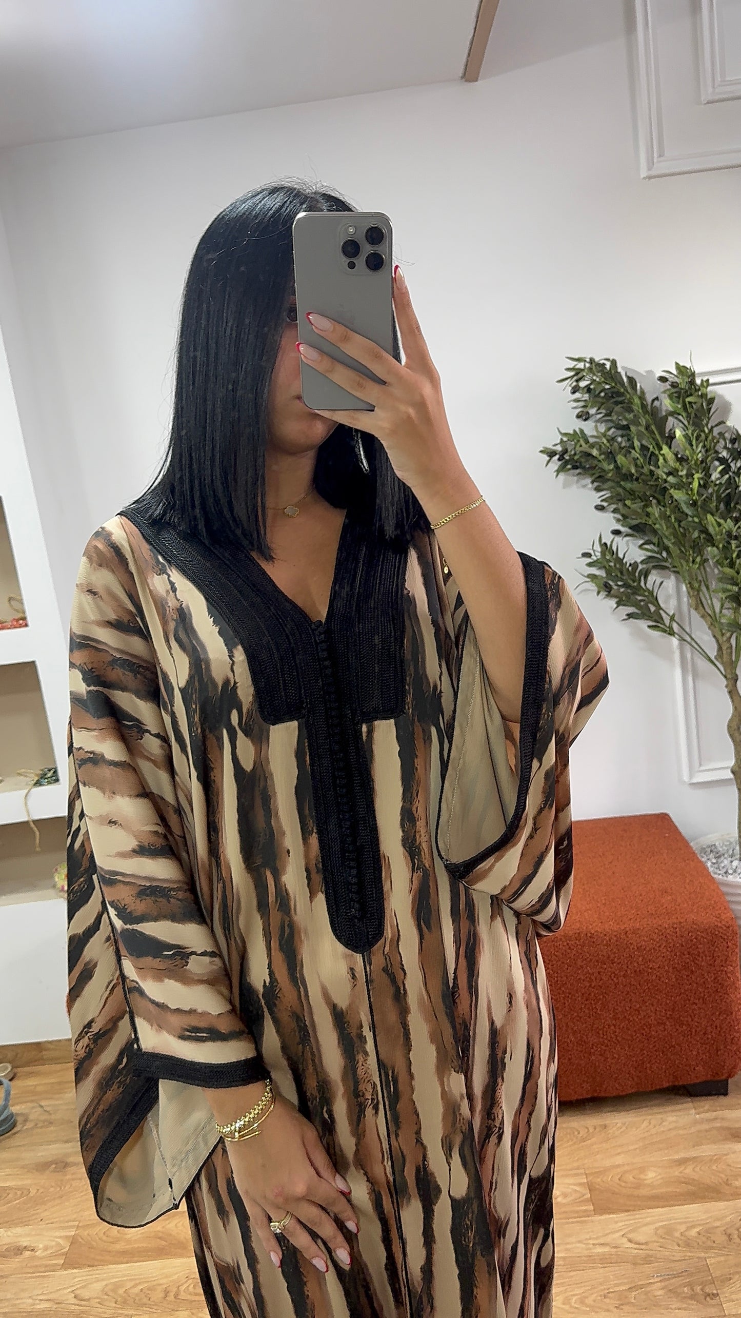 Gandoura zèbre marron