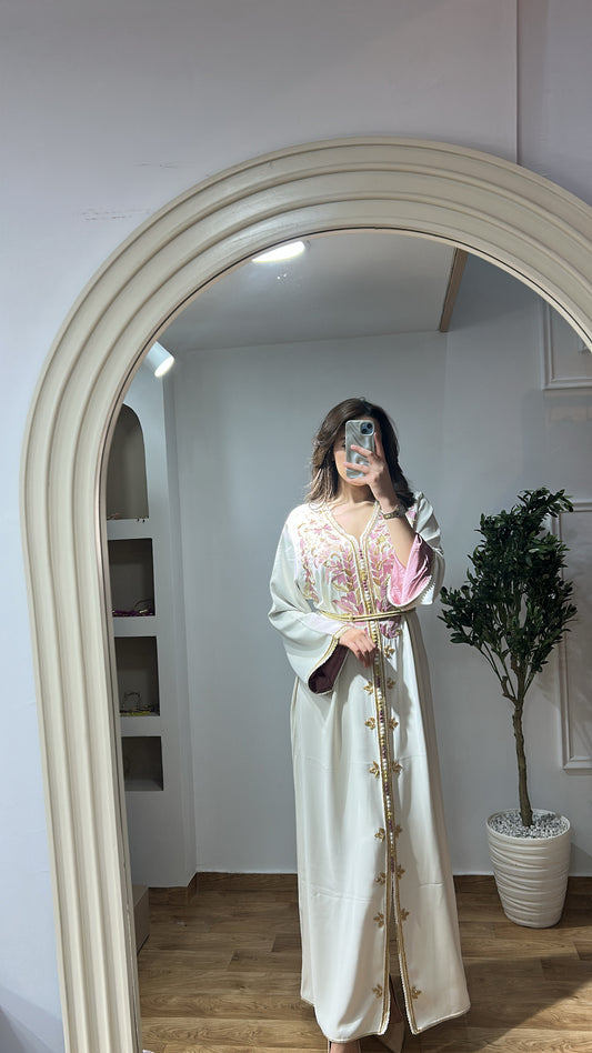 Caftan blanc rose