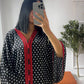 Gandoura rouge petit pois noirs