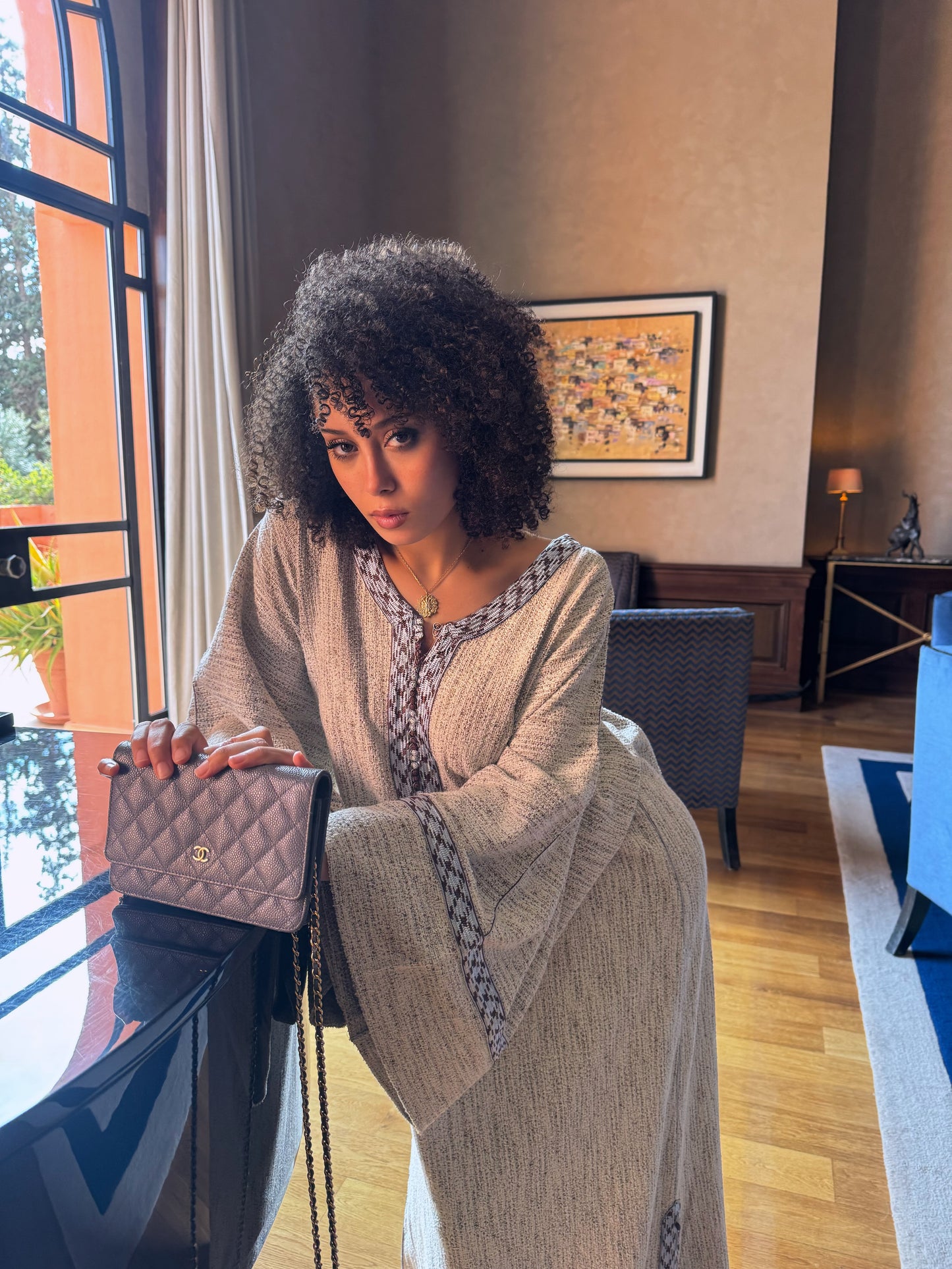 Gandoura tweed bleu