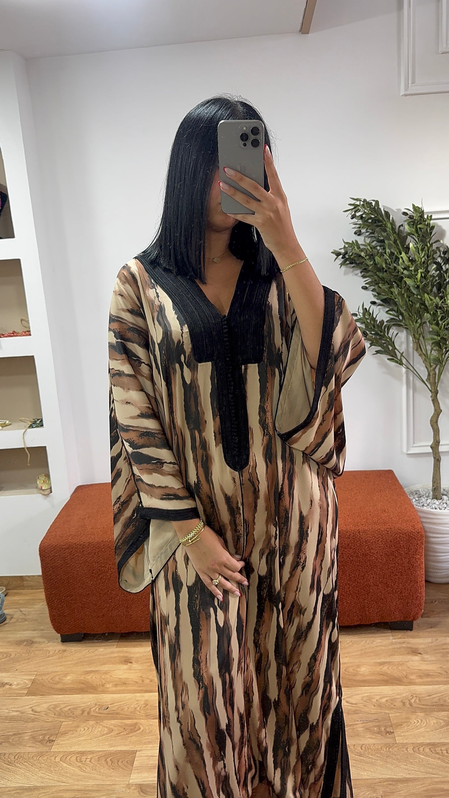 Gandoura zèbre marron