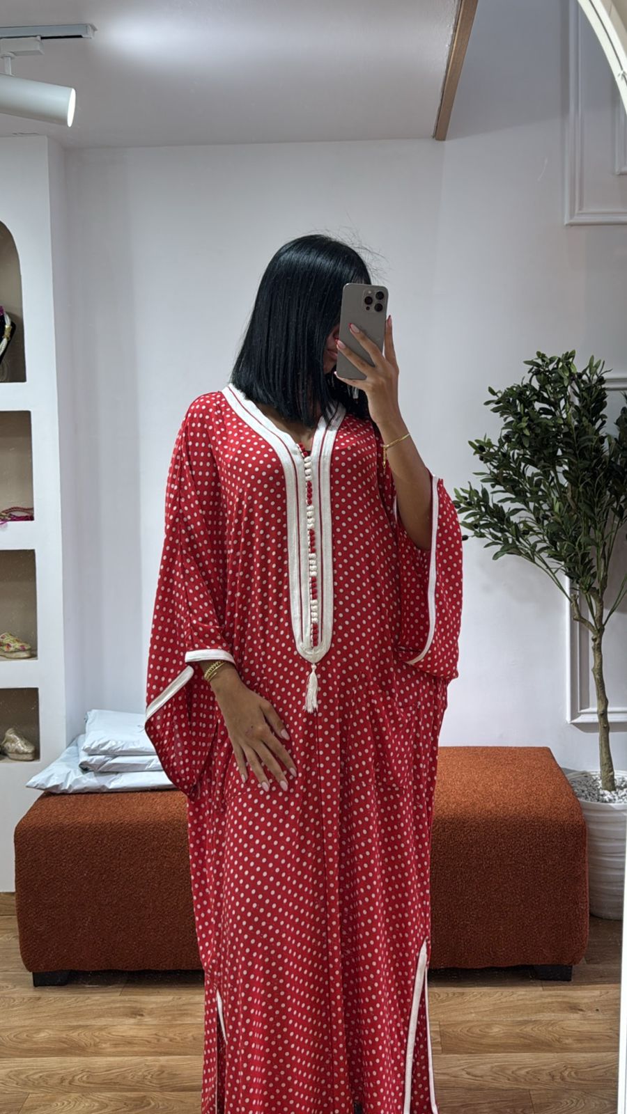 Gandoura petit pois rouge