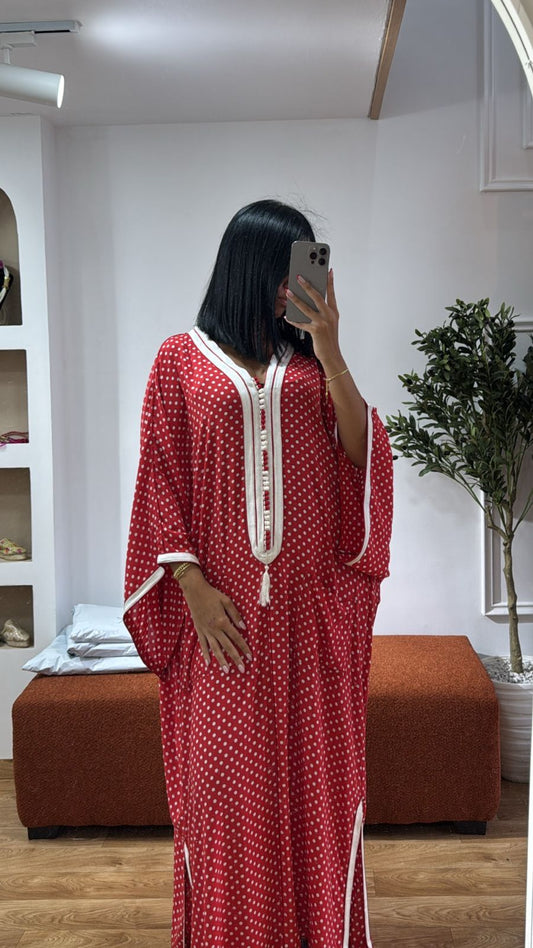 Gandoura petits pois rouge