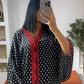 Gandoura rouge petit pois noirs