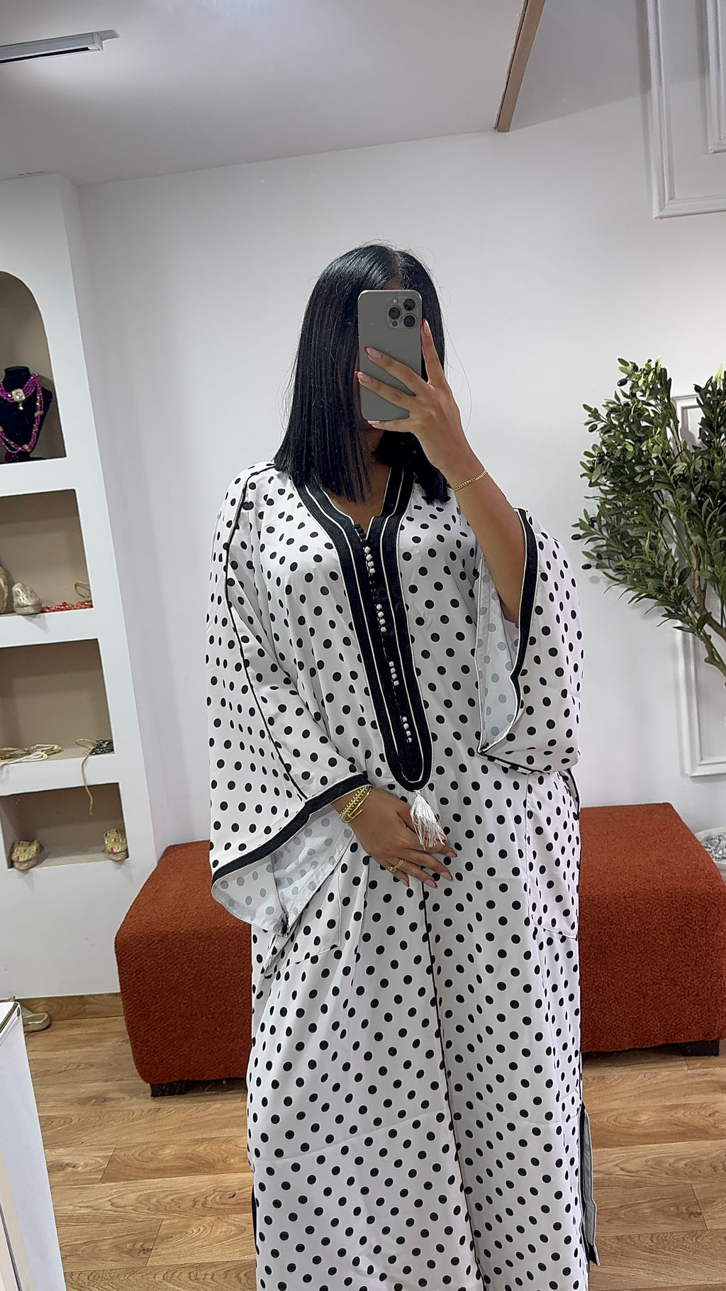 Gandoura Petit Pois sfifa Blanc