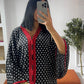 Gandoura rouge petit pois noirs