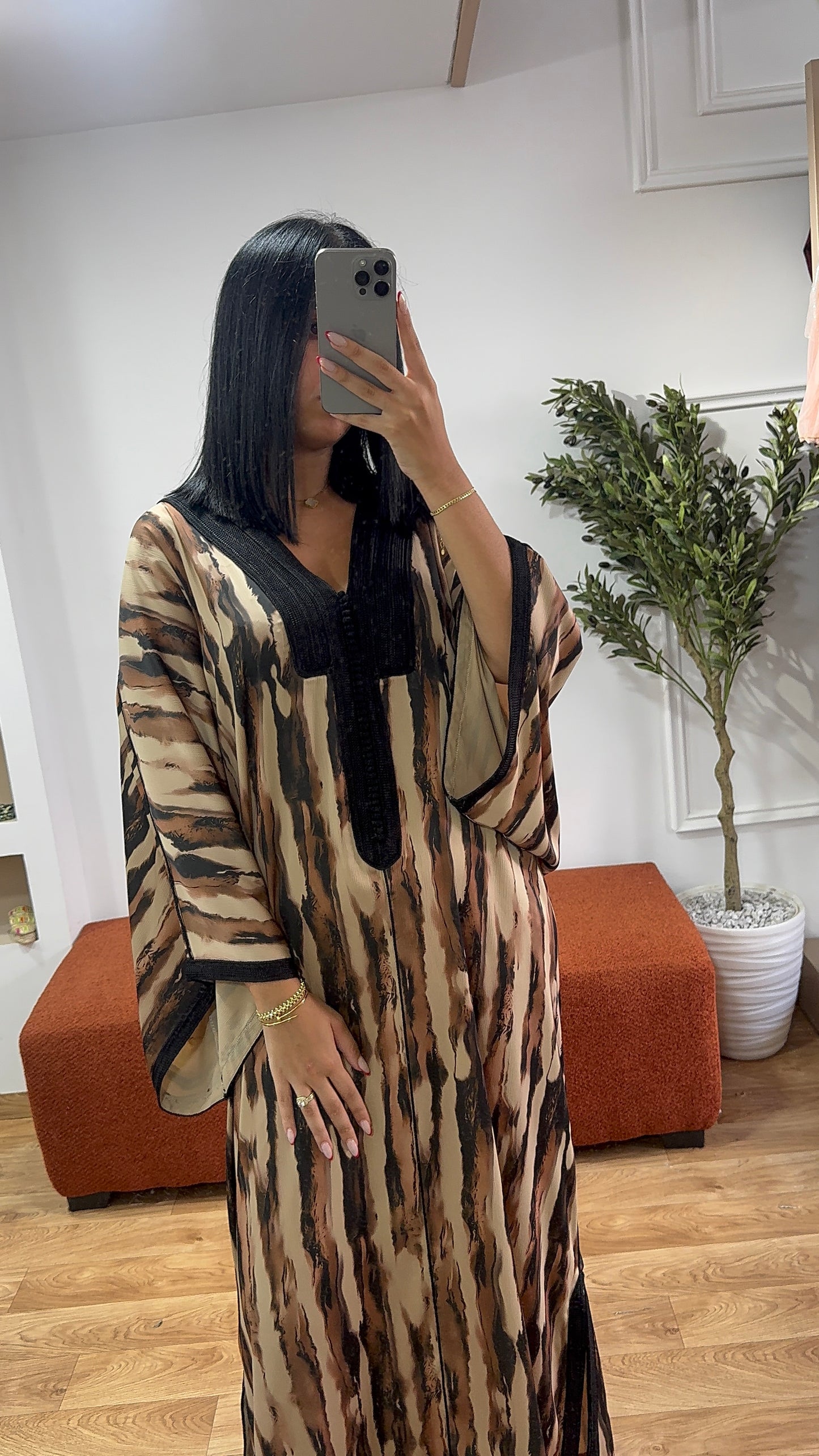 Gandoura zèbre marron