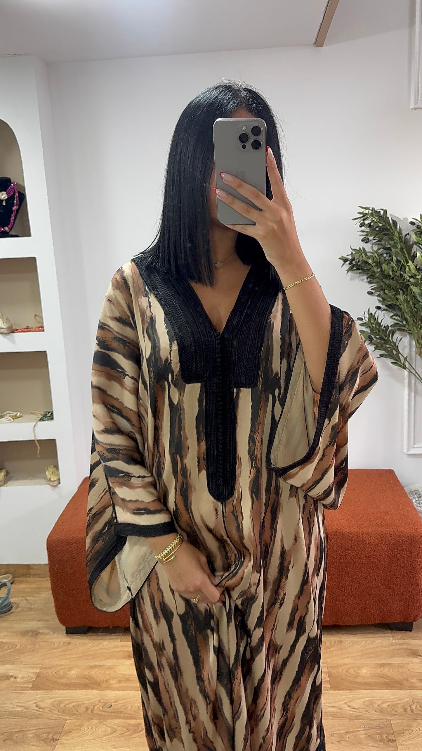 Gandoura zèbre marron