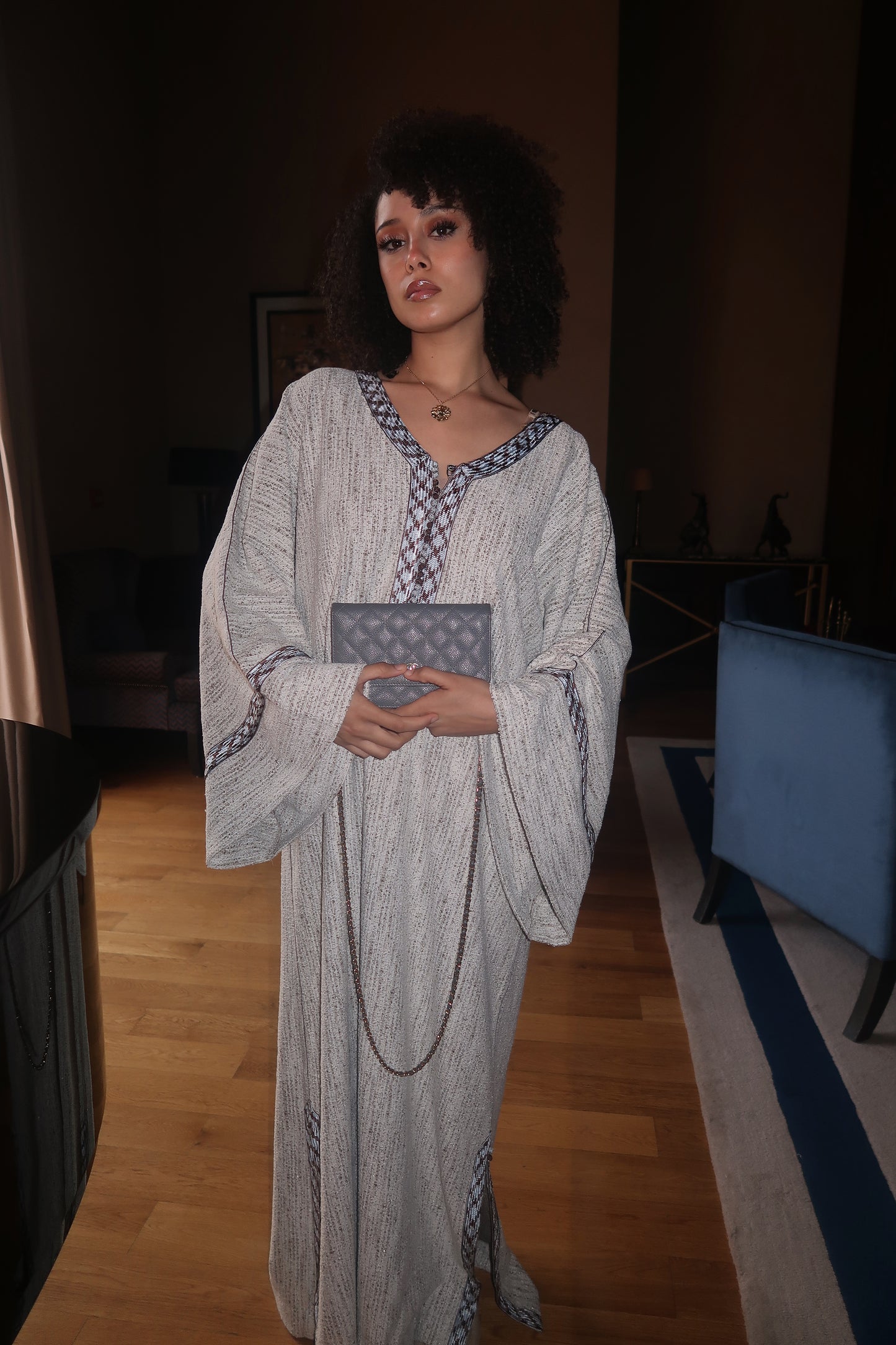 Gandoura tweed bleu