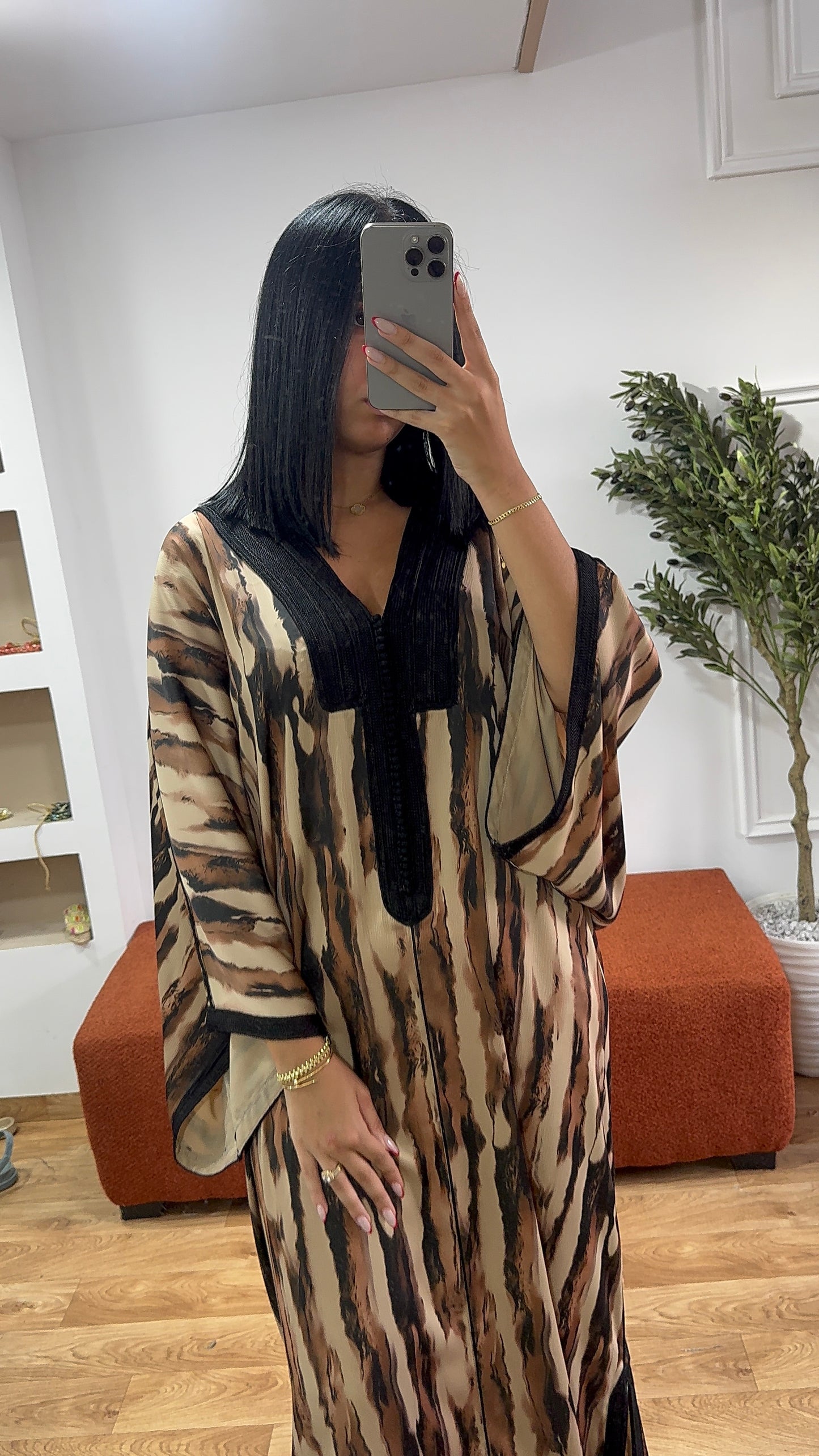 Gandoura zèbre marron