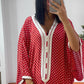 Gandoura petits pois rouge