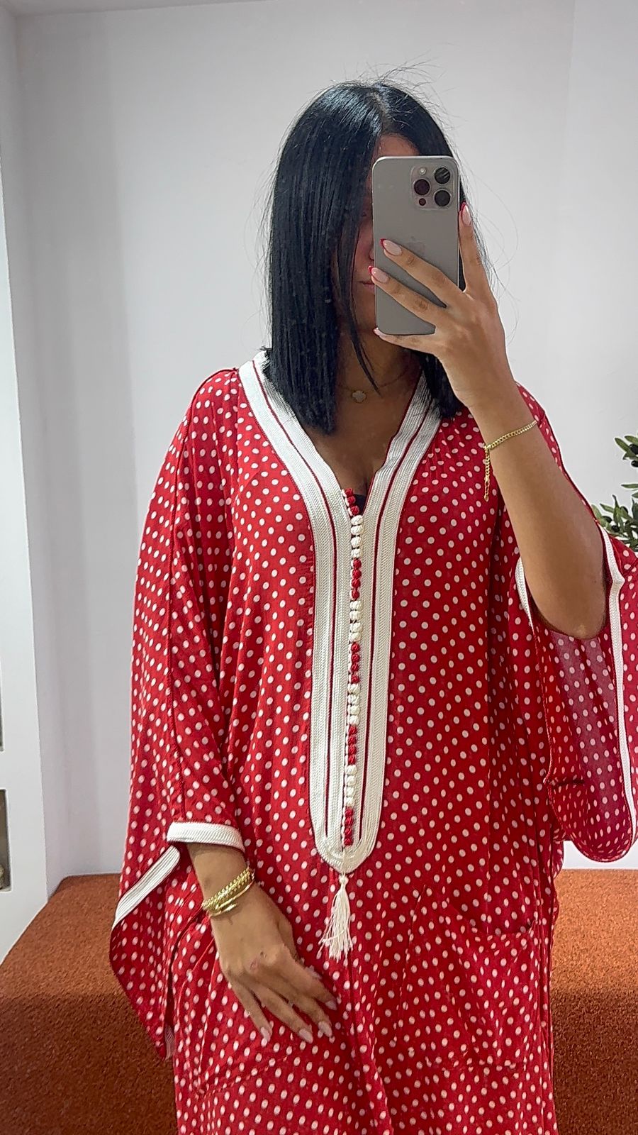 Gandoura petit pois rouge