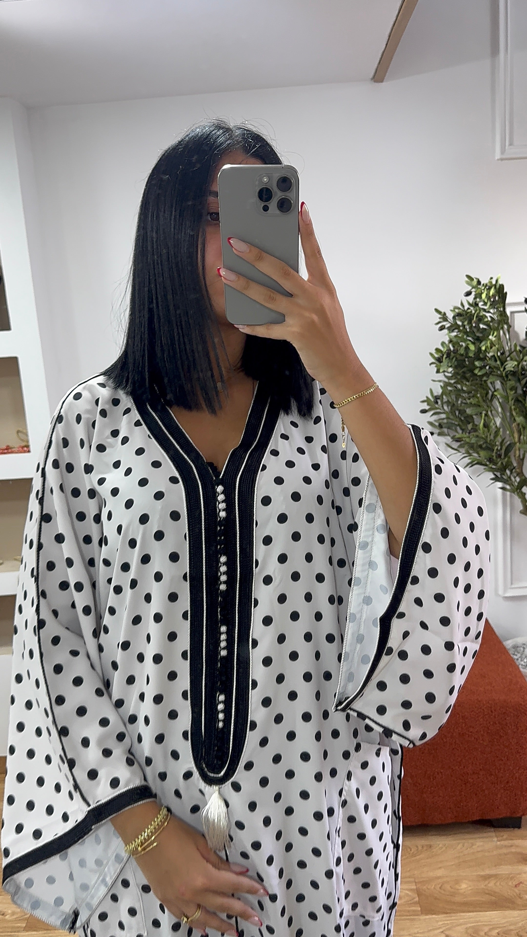 Gandoura Petit Pois sfifa Blanc