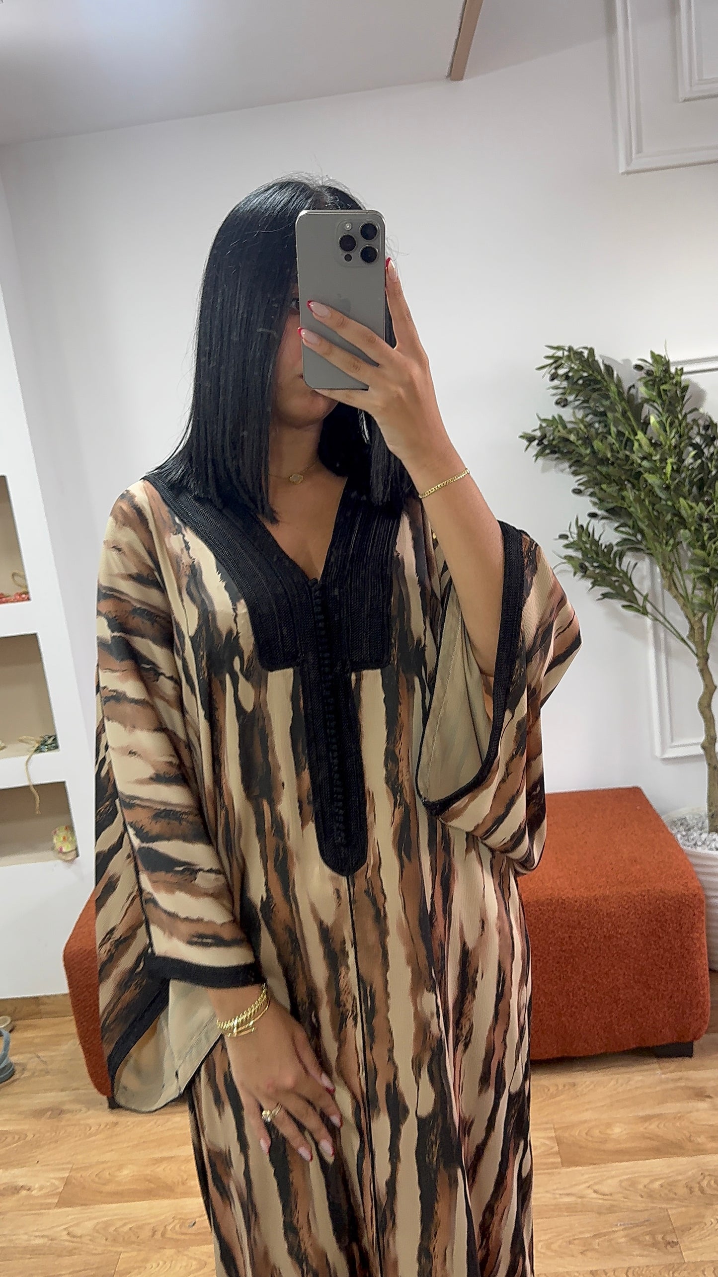 Gandoura zèbre marron