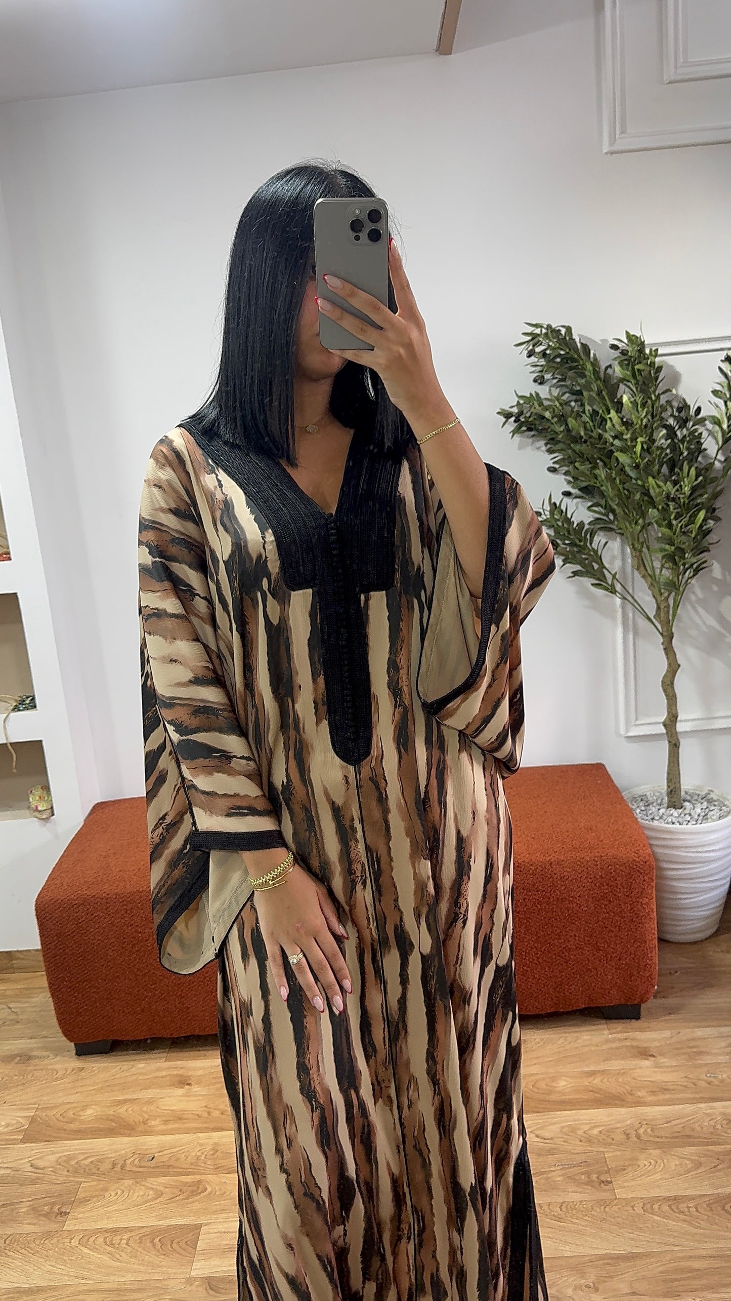 Gandoura zèbre marron