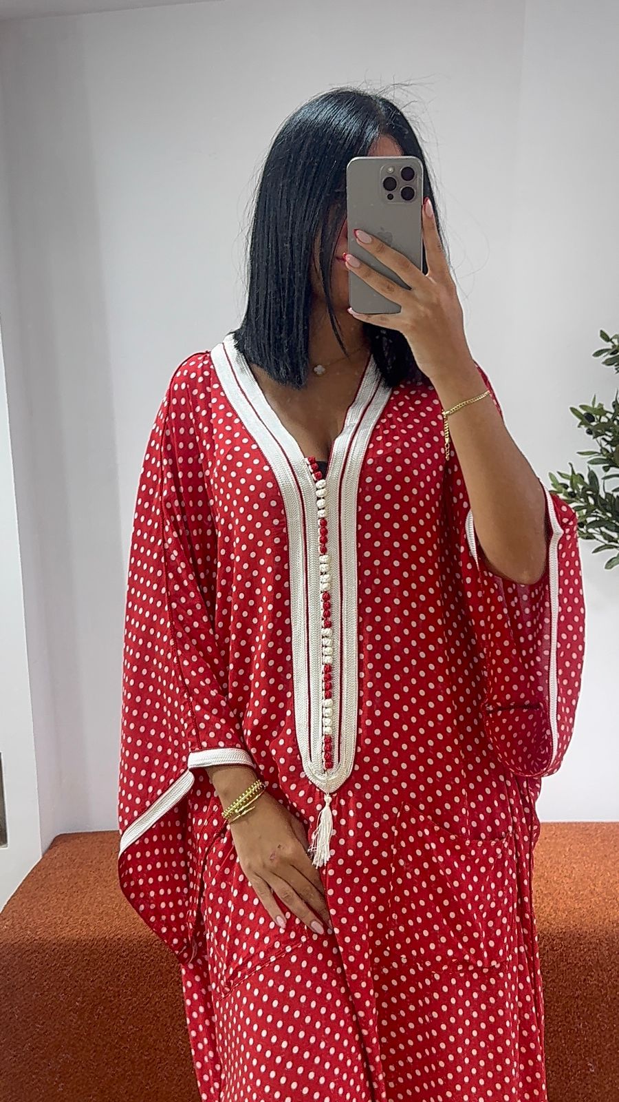 Gandoura petit pois rouge