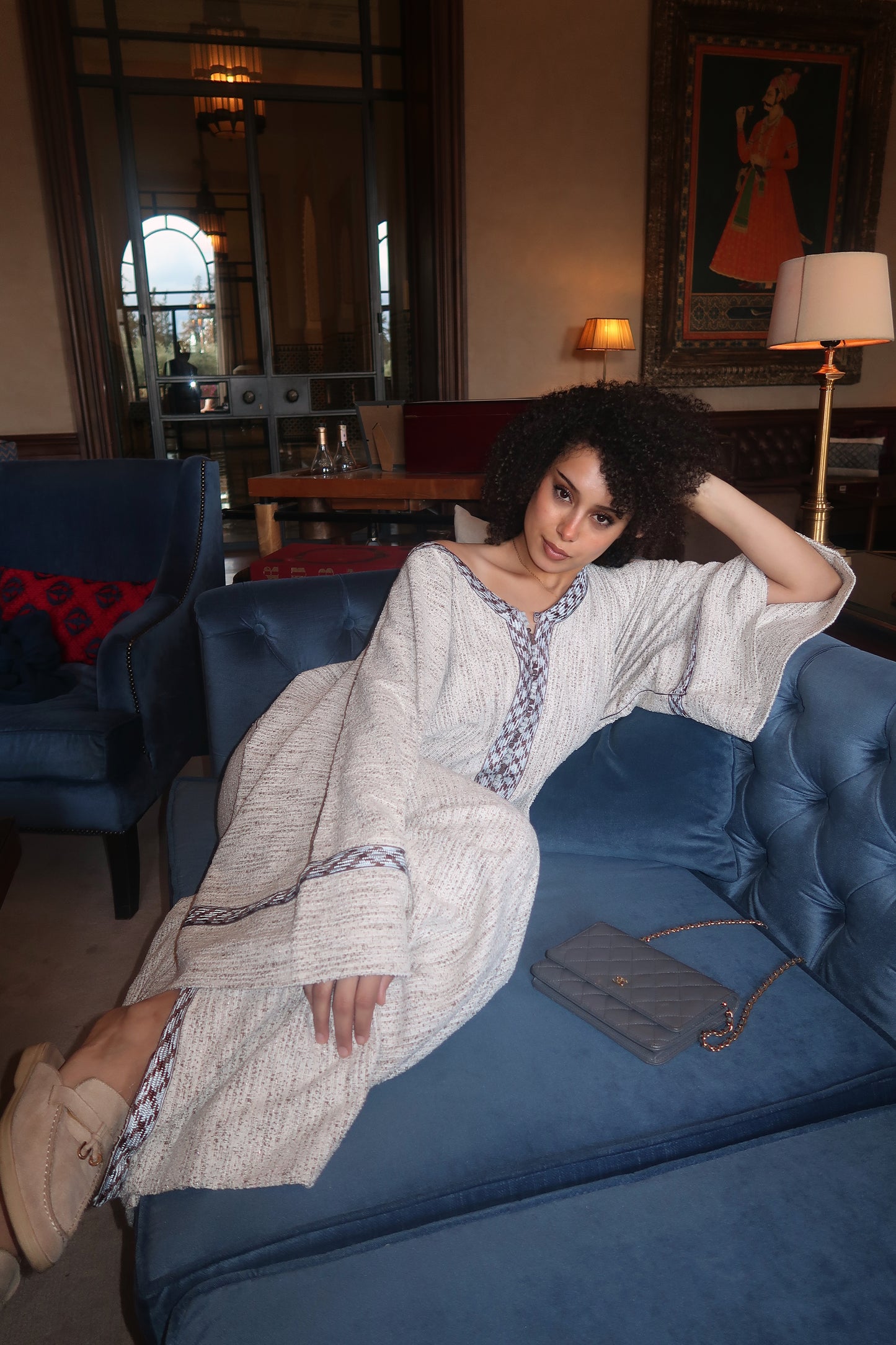 Gandoura tweed bleu
