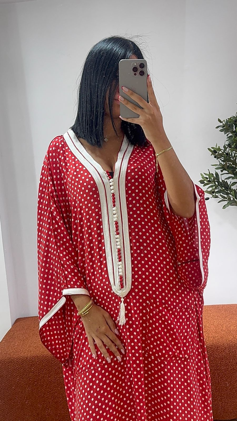Gandoura petit pois rouge