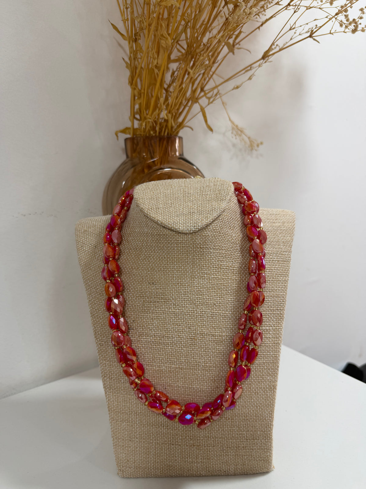 Collier roulé rouge perle de sawak