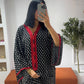 Gandoura rouge petit pois noirs