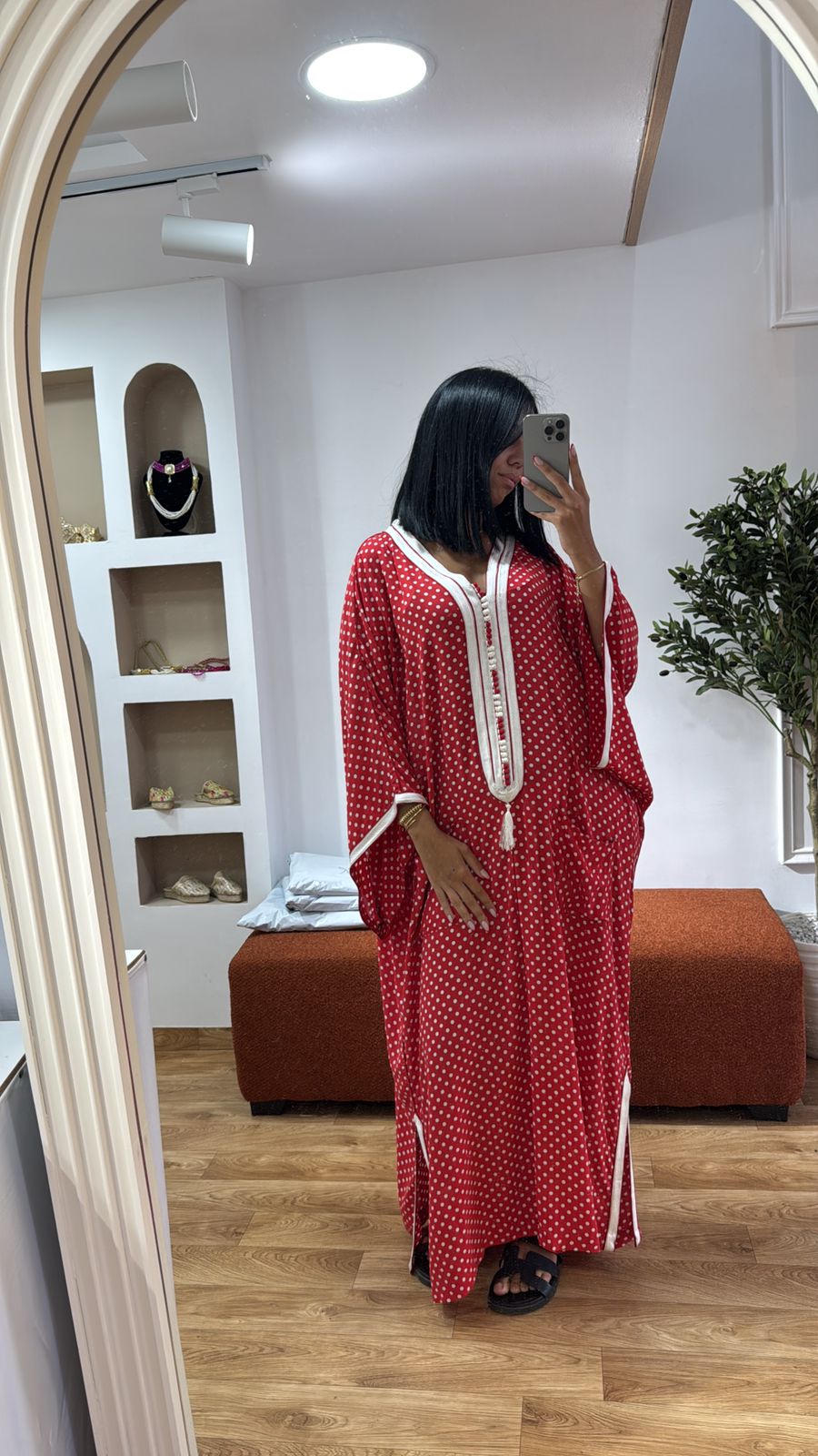 Gandoura petit pois rouge