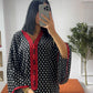 Gandoura rouge petit pois noirs
