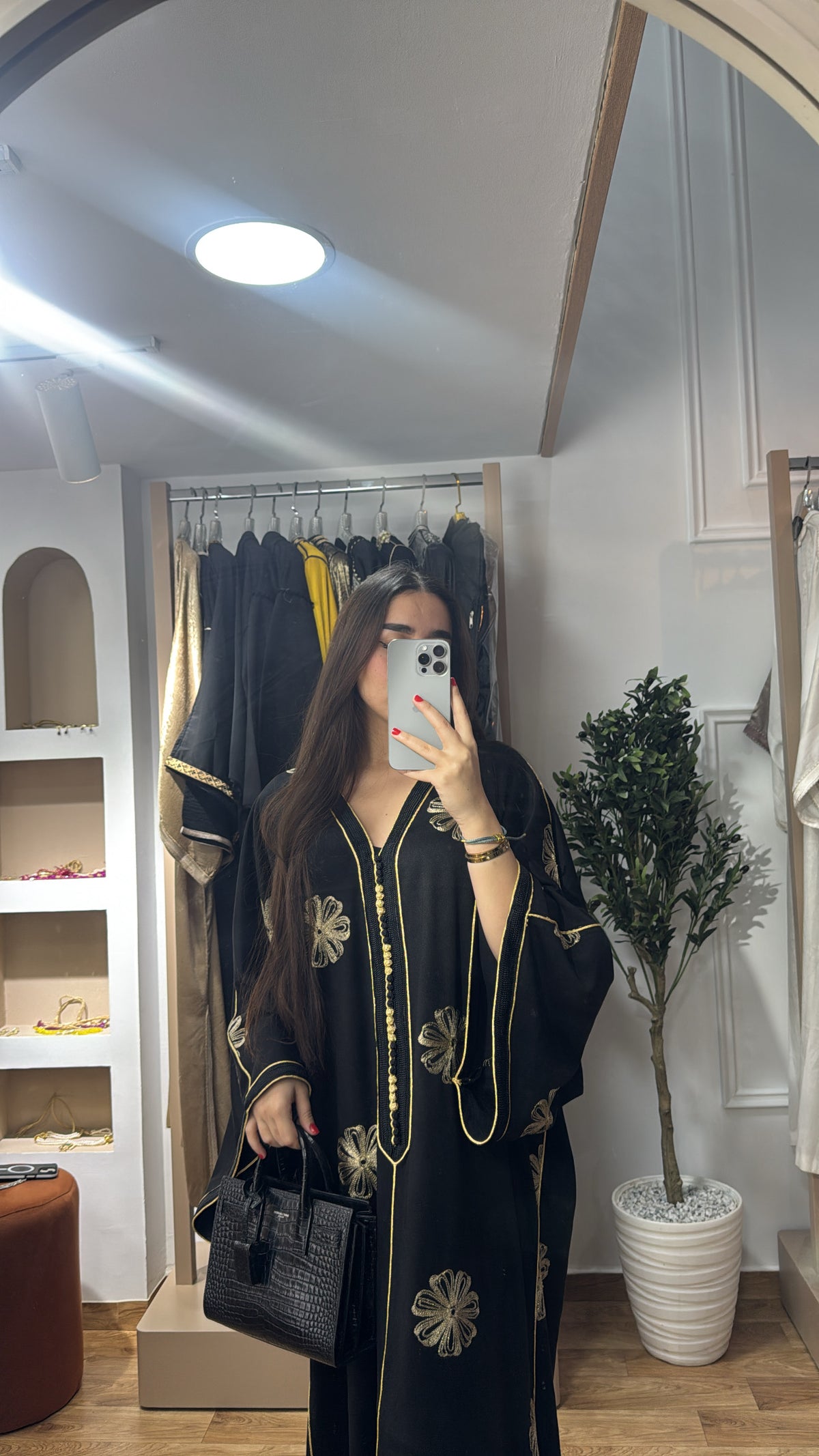 Gandoura Fleur noir