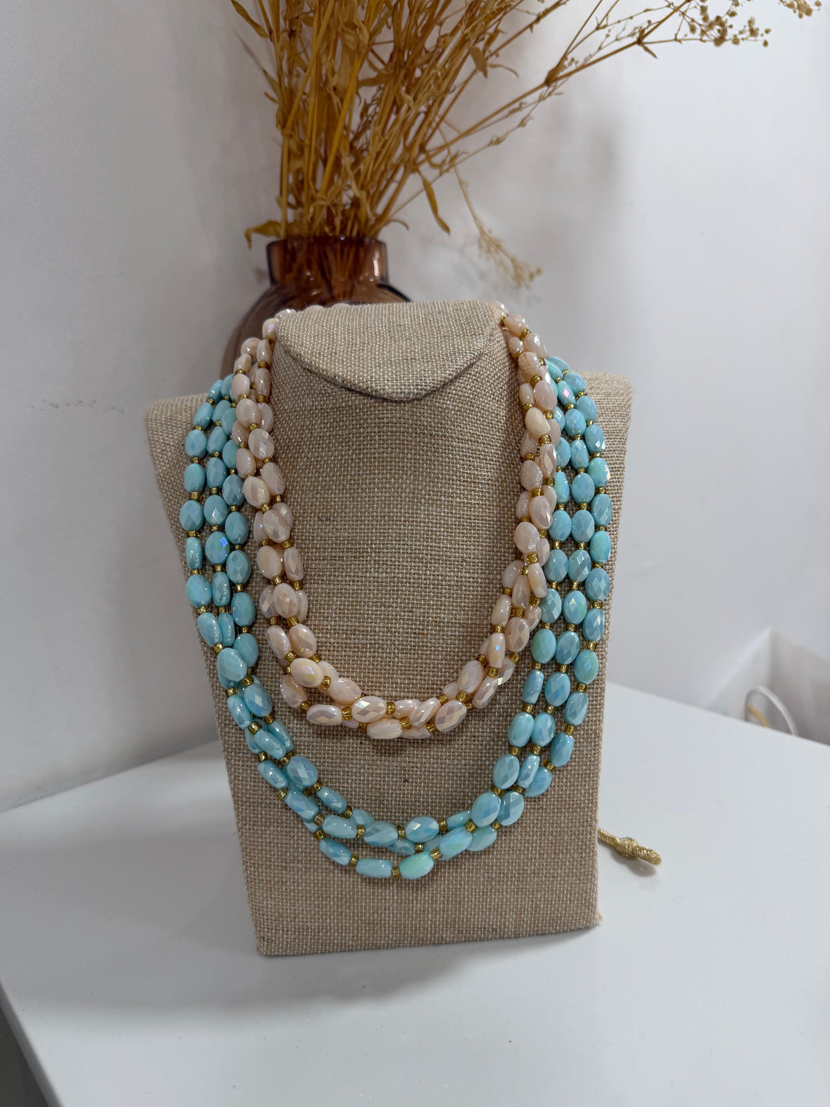 Collier rouler perle de sawak bleu
